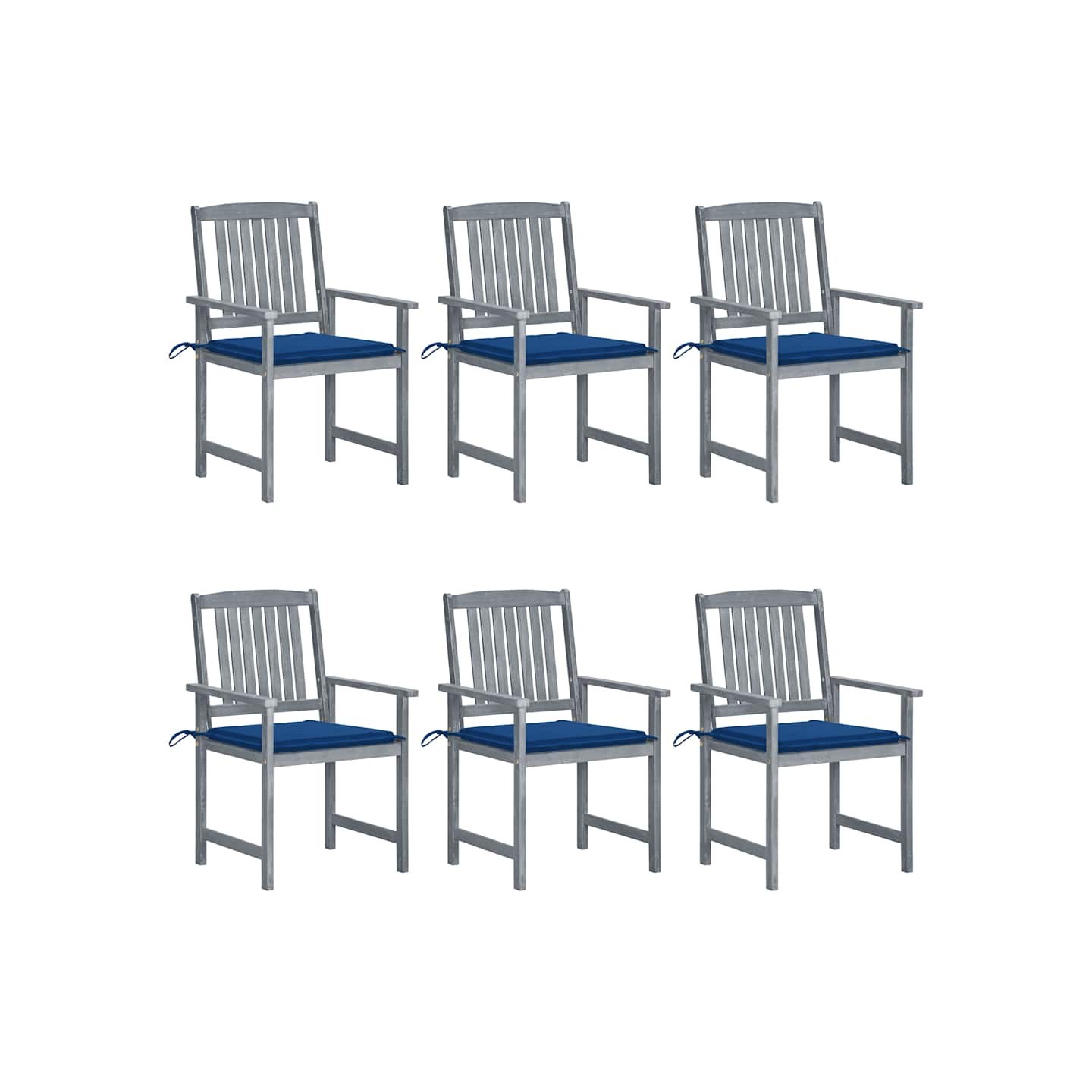Chaises de jardin et coussins lot de 6 Bois acacia massif Gris