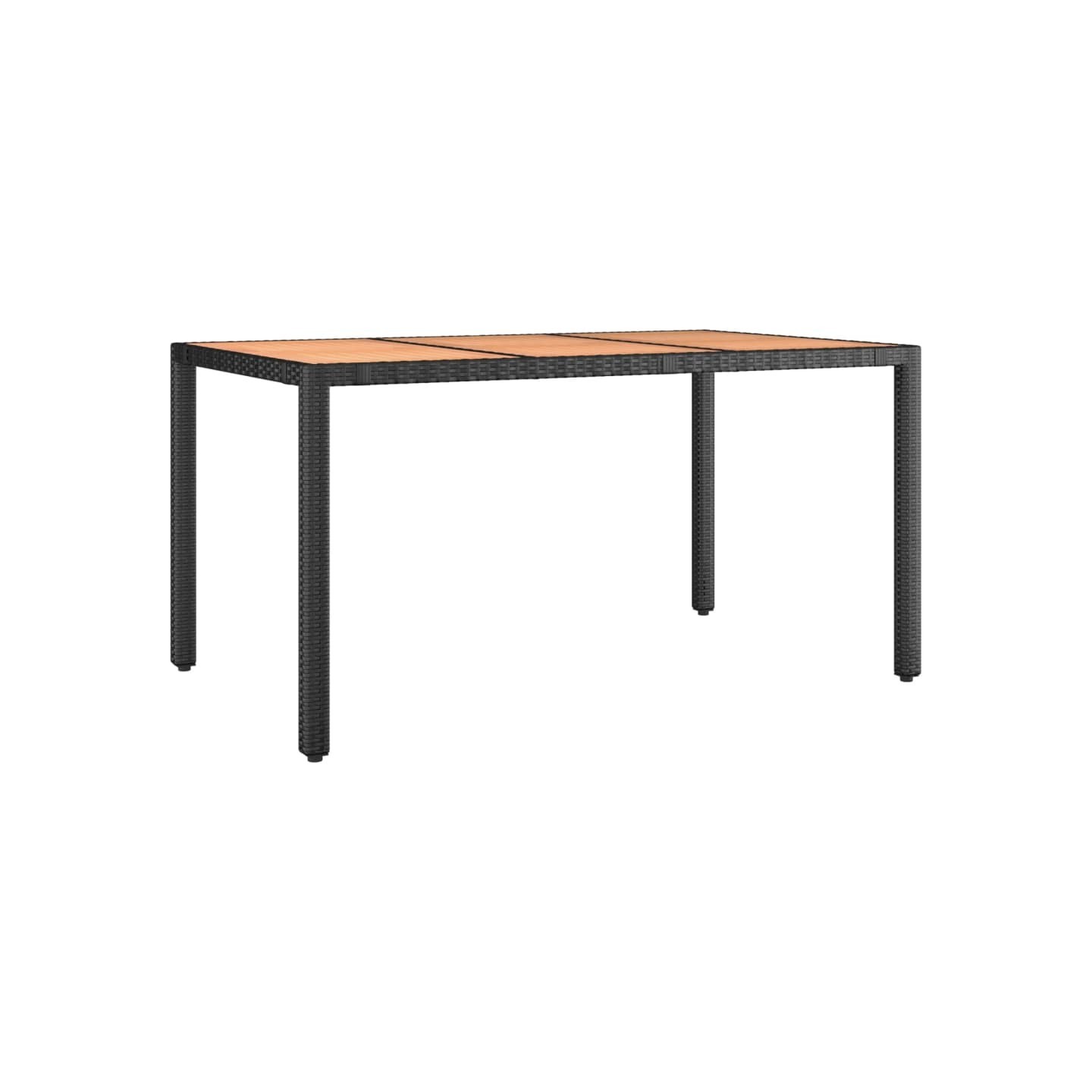 Table de jardin plateau en bois Noir Résine tressée bois massif