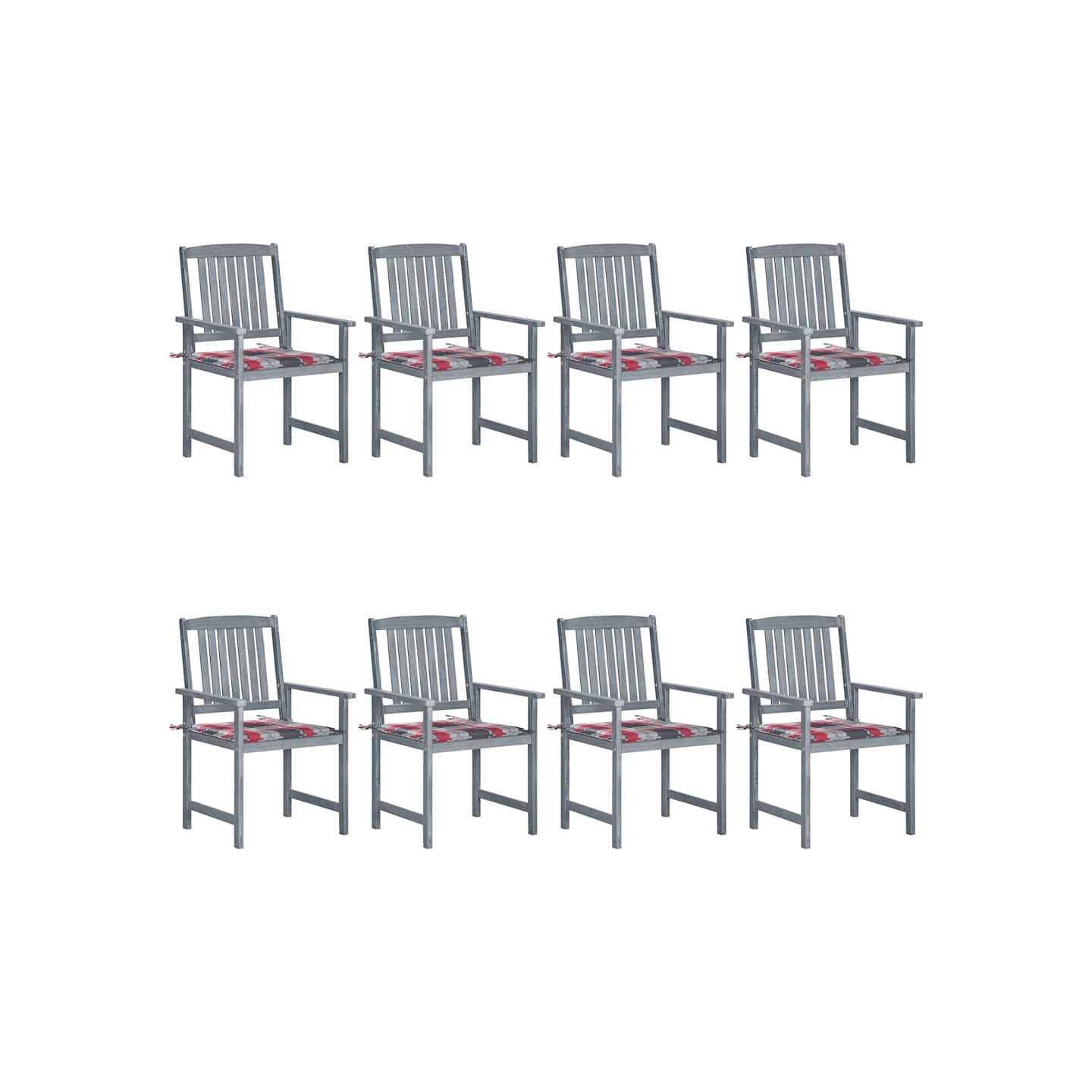 Chaises de jardin et coussins lot de 8 Bois acacia solide Gris