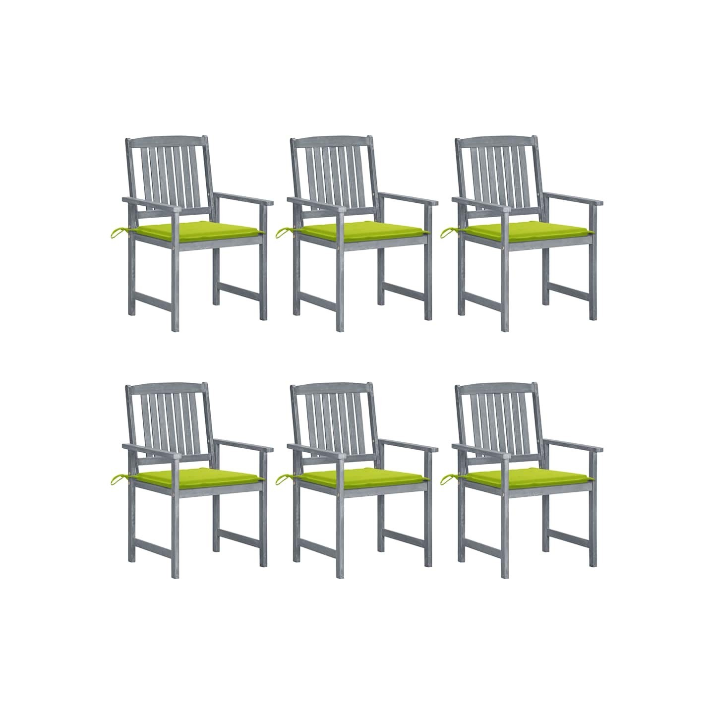 Chaises de jardin et coussins lot de 6 Bois acacia massif Gris