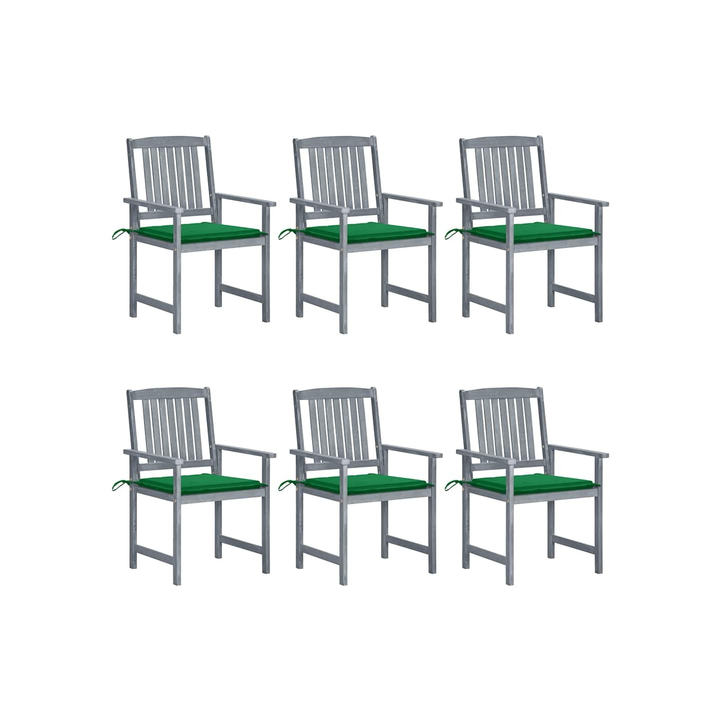Chaises de jardin et coussins lot de 6 Bois acacia massif Gris