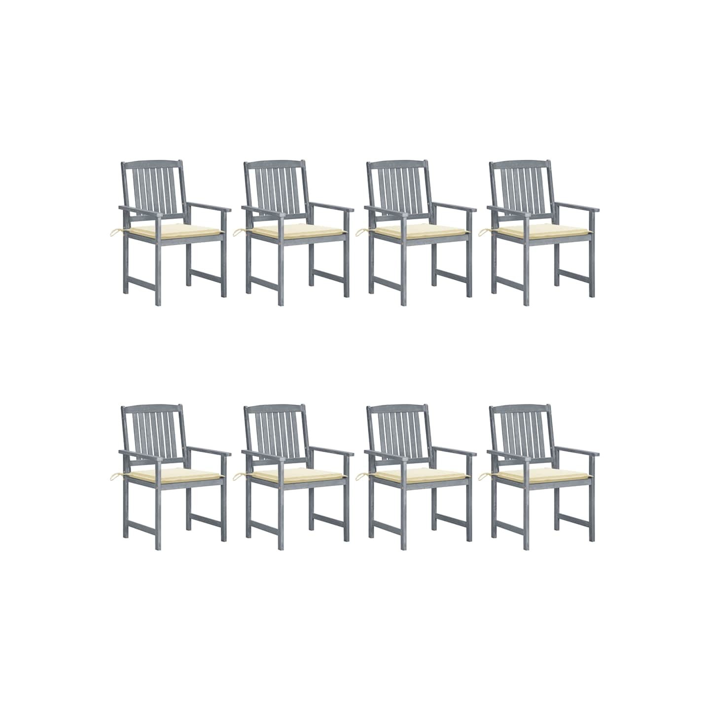 Chaises de jardin et coussins lot de 8 Bois acacia solide Gris