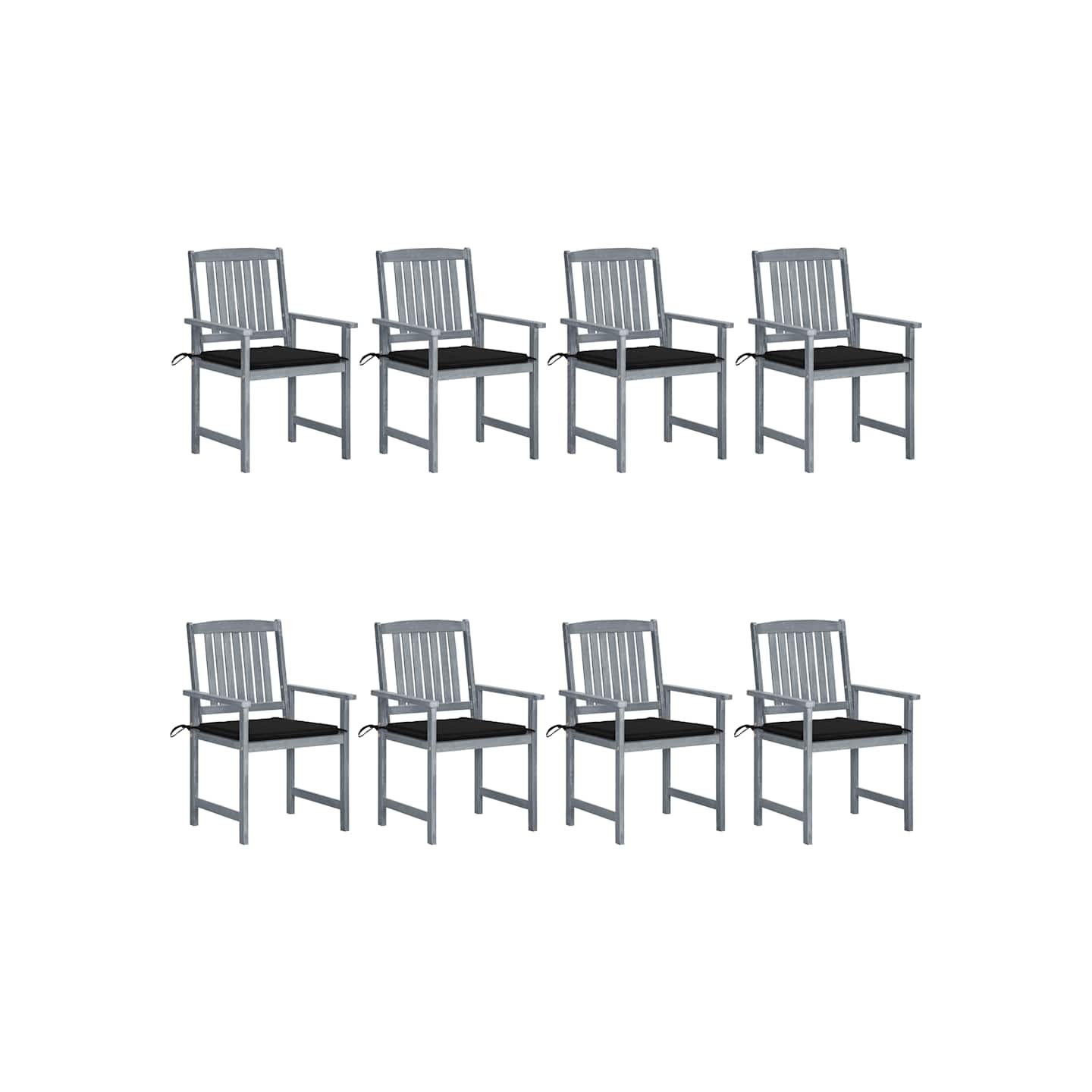 Chaises de jardin et coussins lot de 8 Bois acacia solide Gris