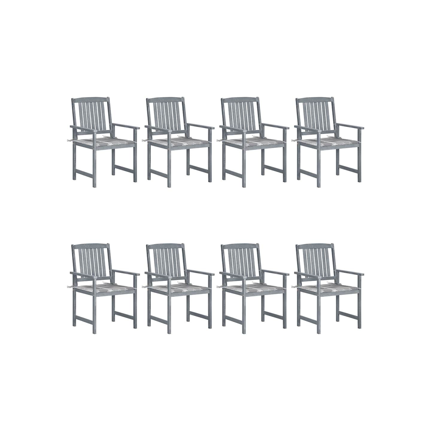 Chaises de jardin et coussins lot de 8 Bois acacia solide Gris