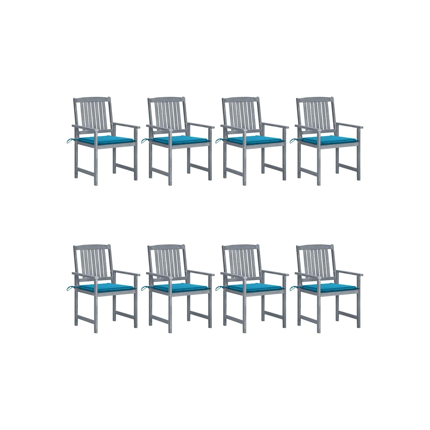 Chaises de jardin et coussins lot de 8 Bois acacia solide Gris