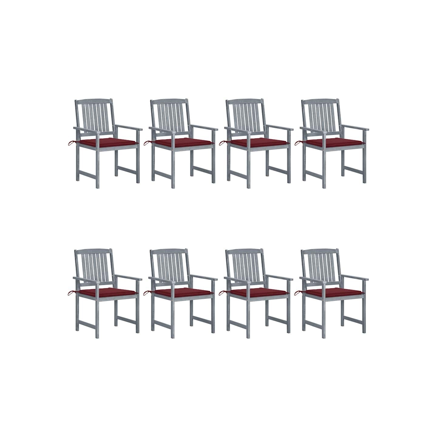 Chaises de jardin et coussins lot de 8 Bois acacia solide Gris