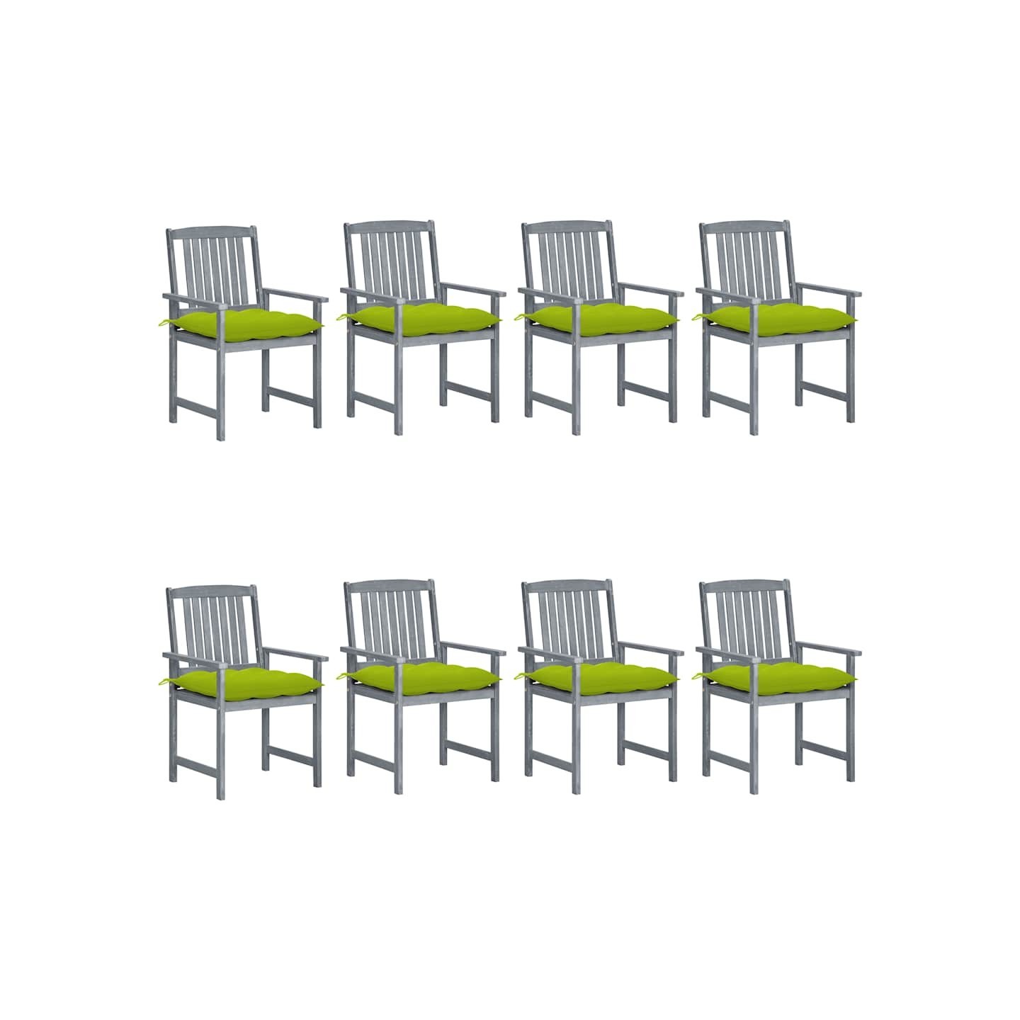 Chaises de jardin et coussins lot de 8 Bois acacia solide Gris
