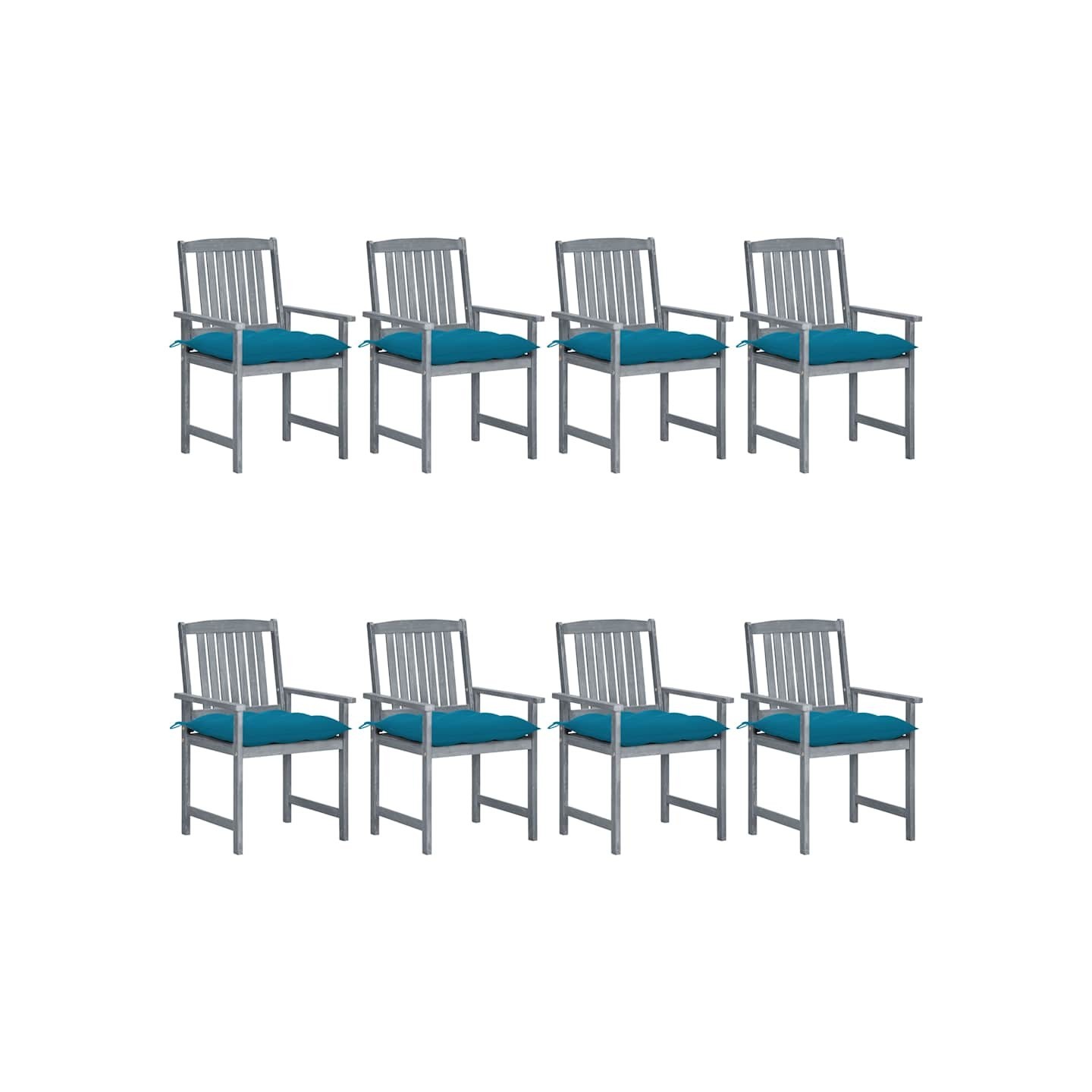 Chaises de jardin et coussins lot de 8 Bois acacia solide Gris