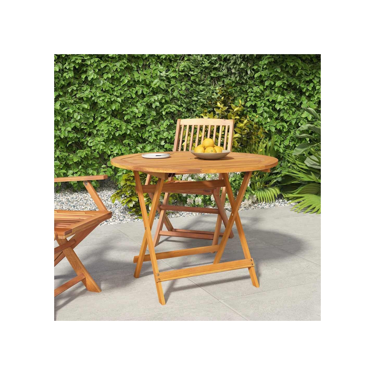 Table pliable de jardin Ø 90x75 cm Bois d'acacia solide