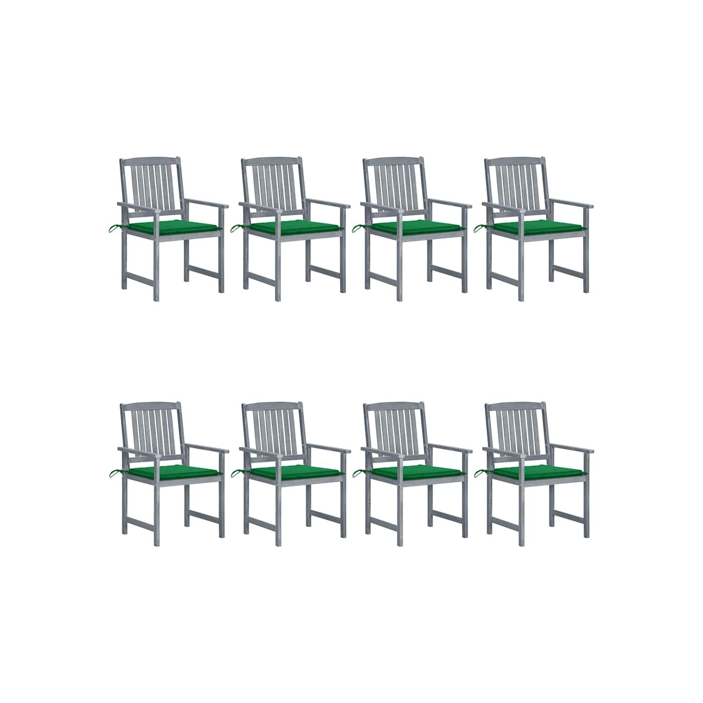 Chaises de jardin et coussins lot de 8 Bois acacia solide Gris
