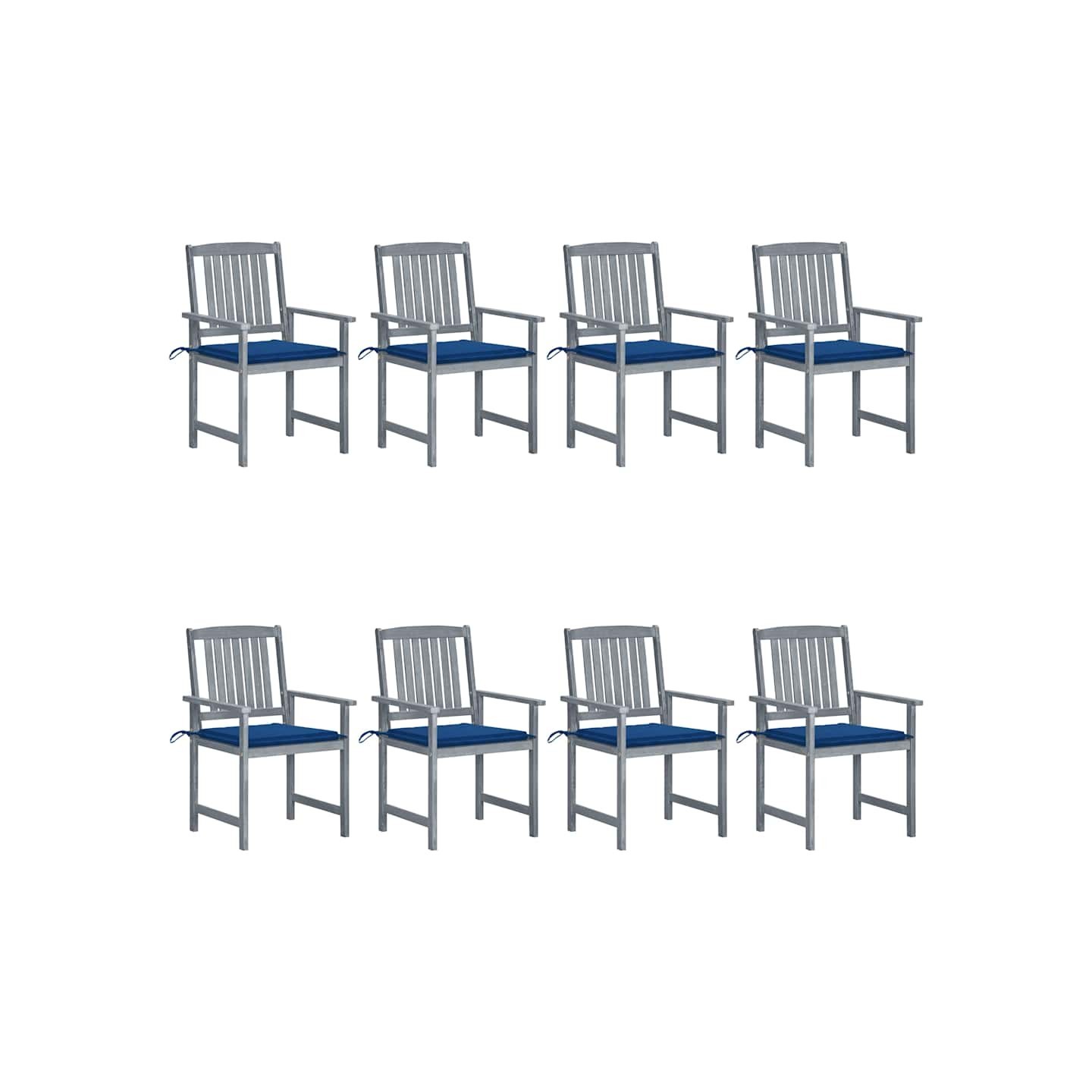 Chaises de jardin et coussins lot de 8 Bois acacia solide Gris