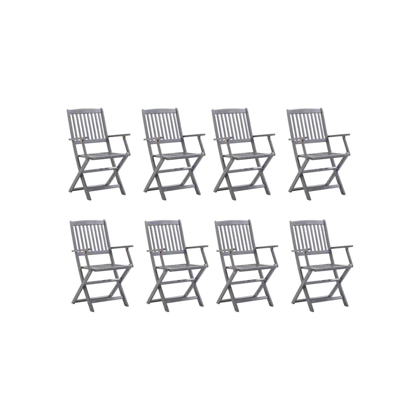 Chaises pliantes 8 pièces en bois d'acacia massif