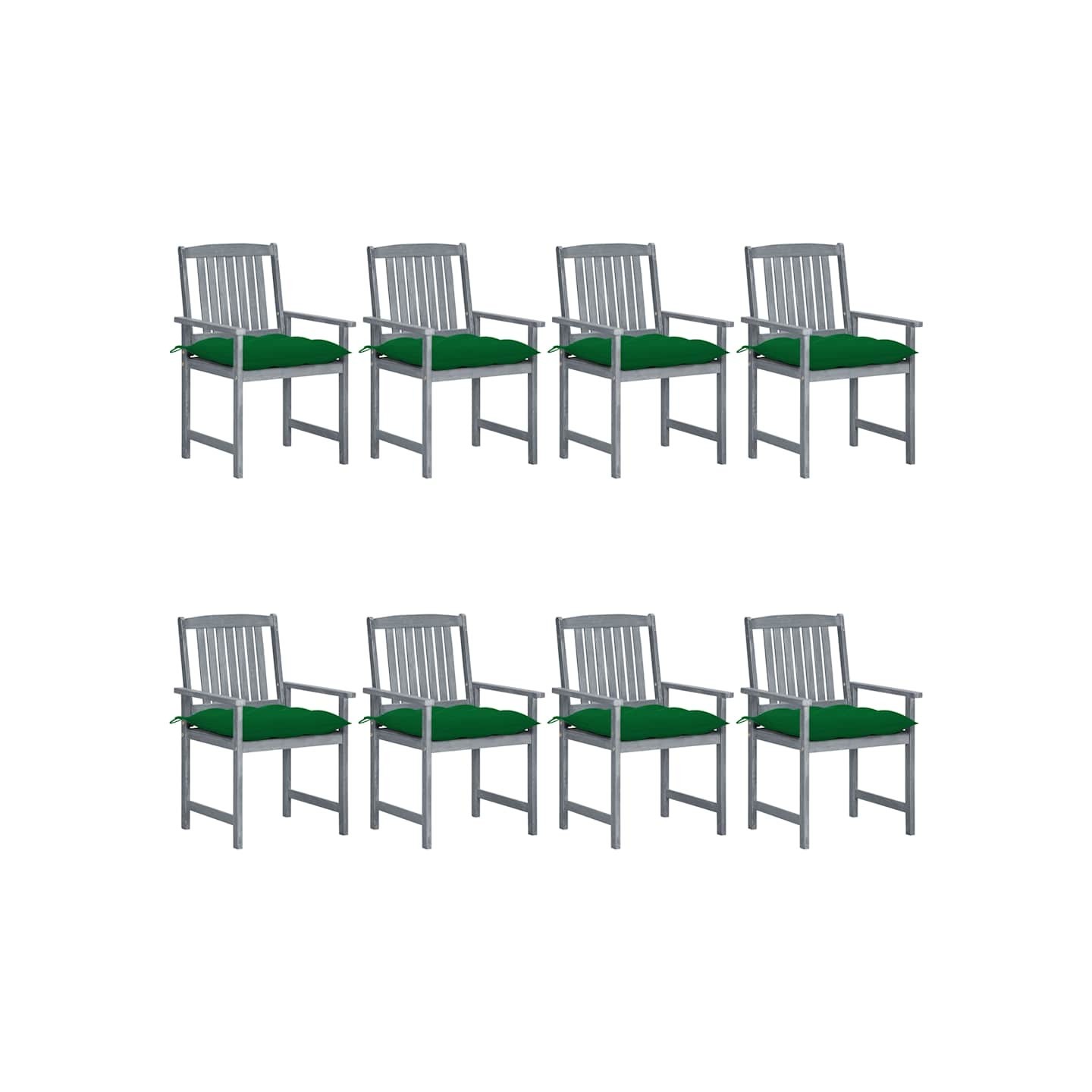 Chaises de jardin et coussins lot de 8 Bois acacia solide Gris
