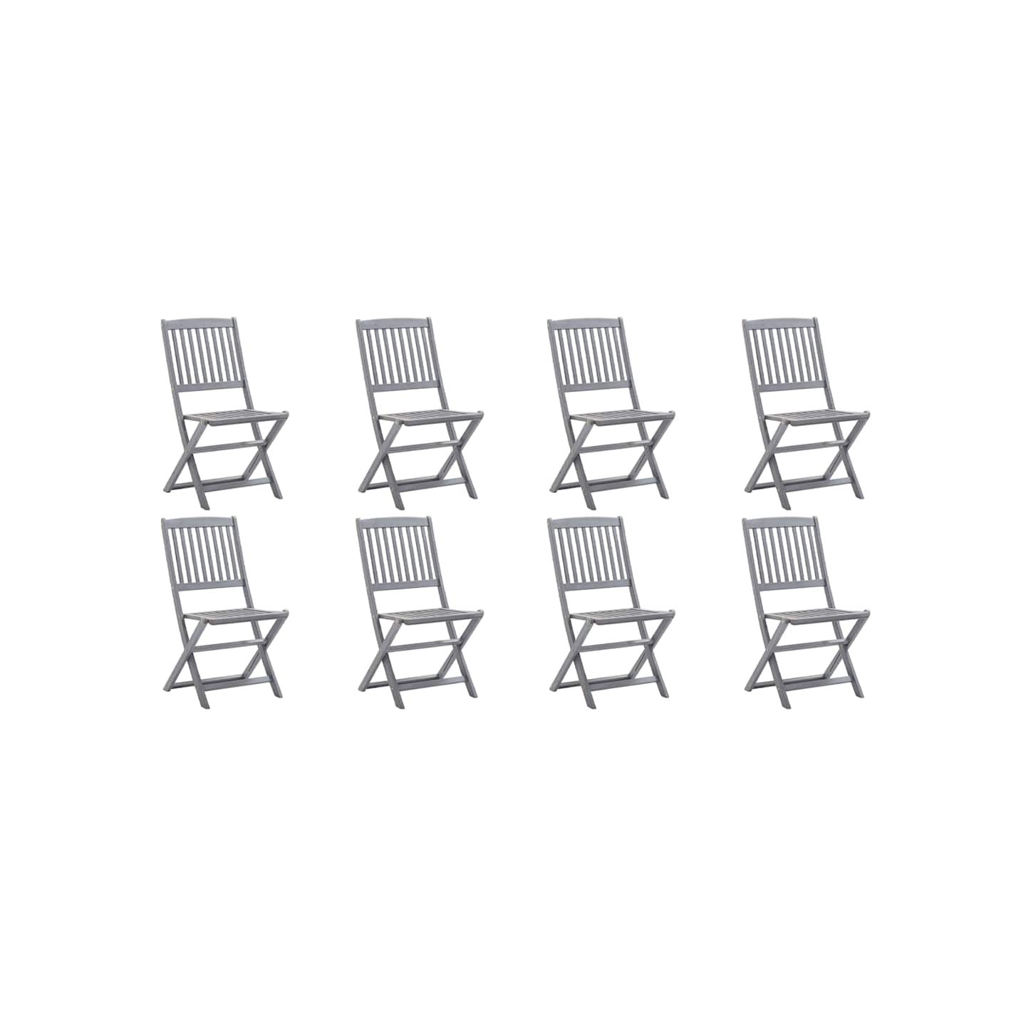 Chaises pliantes 8 pièces en bois d'acacia massif