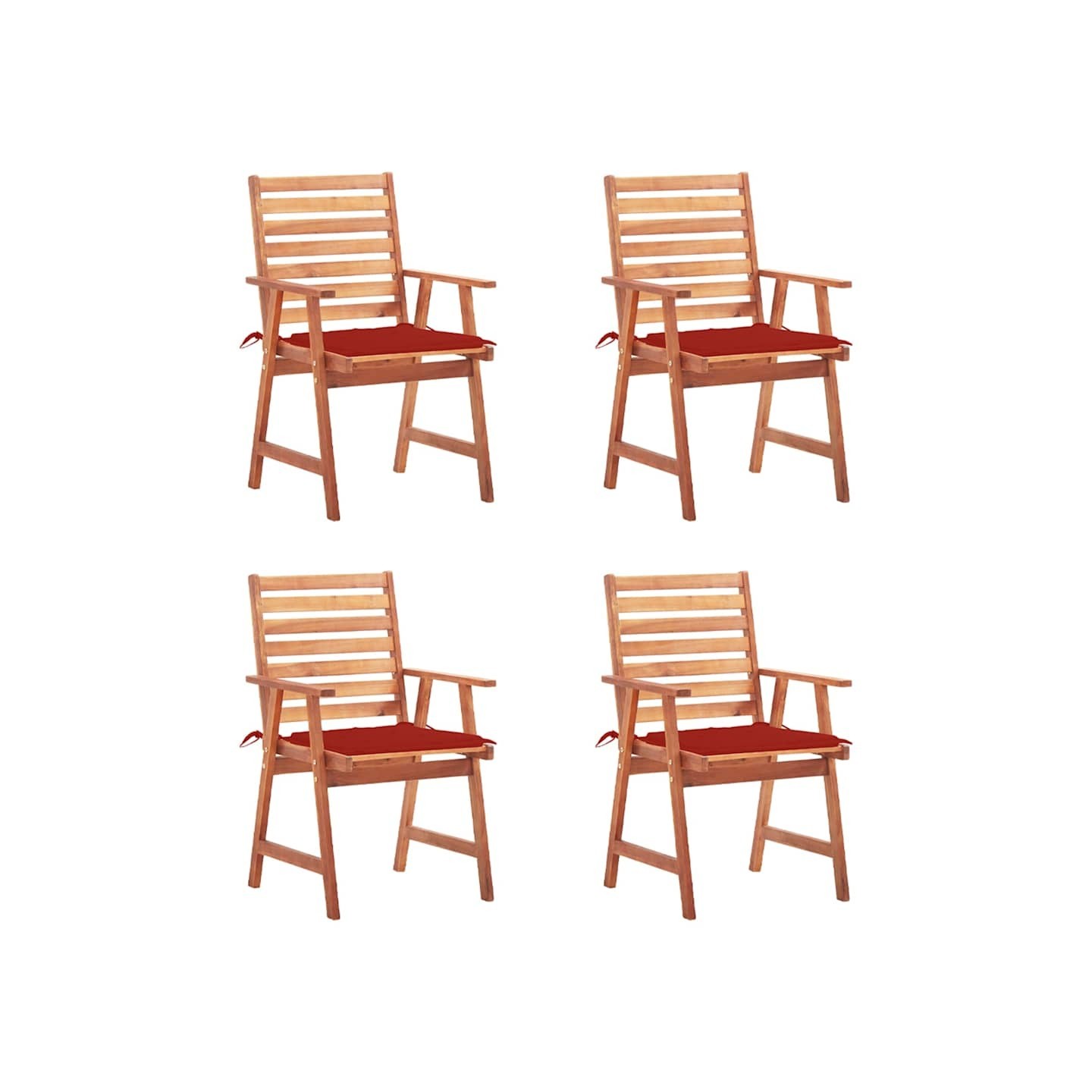 Chaises à manger d'extérieur lot de 4 et coussins Acacia massif
