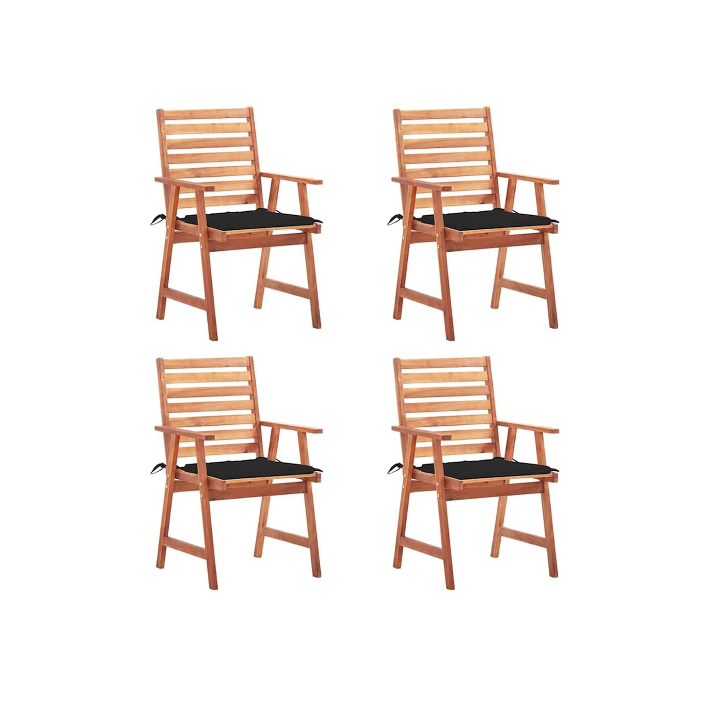 Chaises à manger d'extérieur lot de 4 et coussins Acacia massif