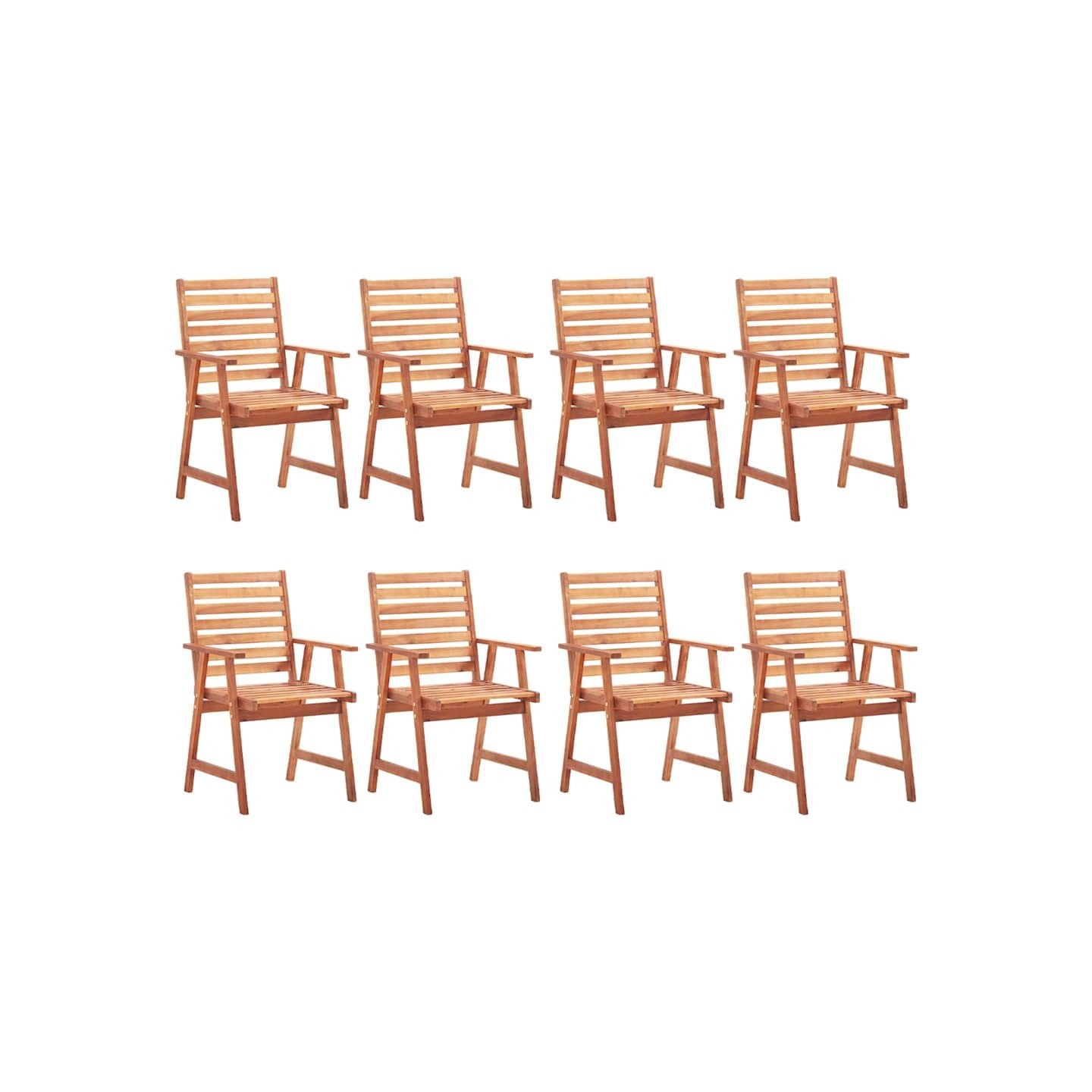 Chaises à manger d'extérieur lot de 8 Bois d'acacia massif