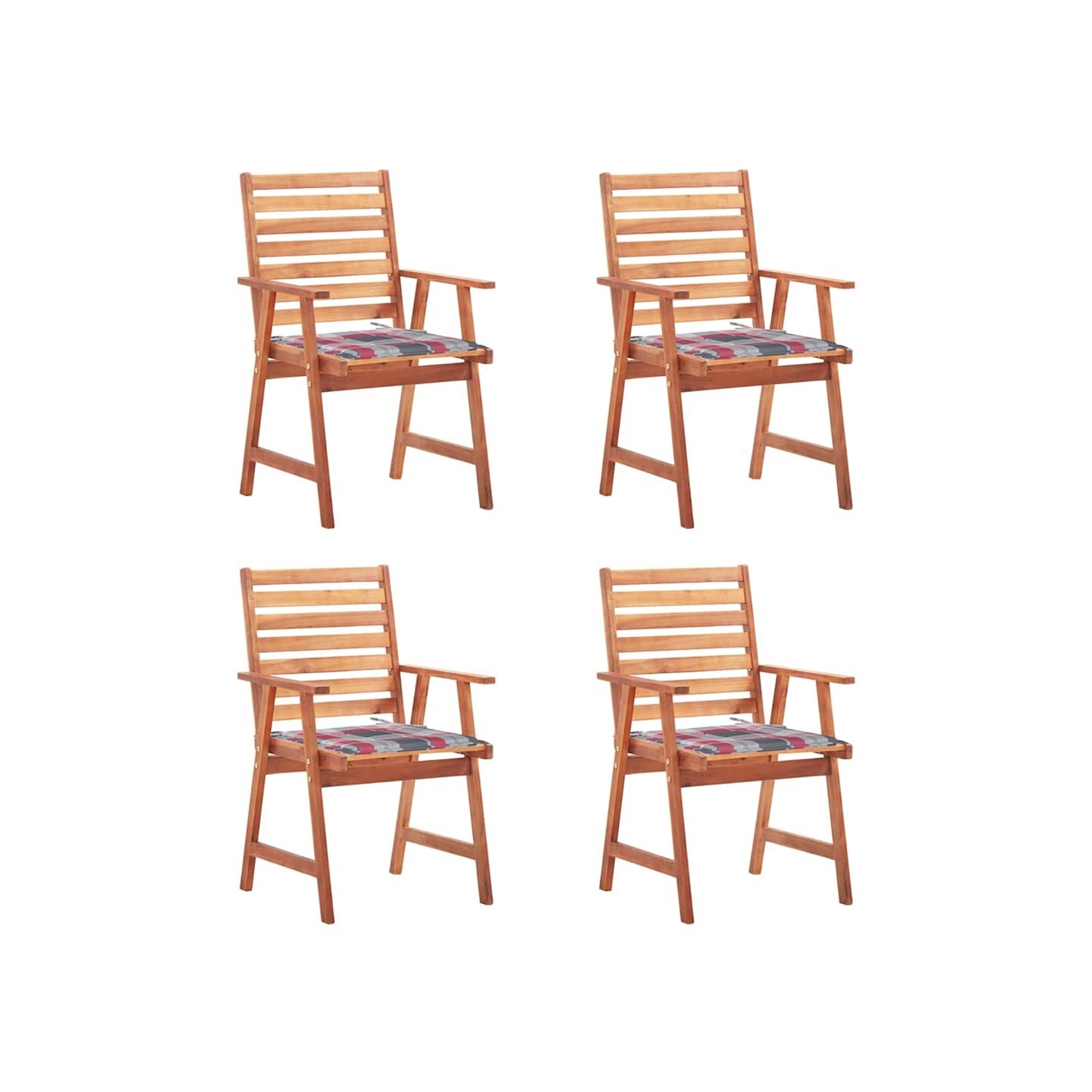 Chaises à manger d'extérieur lot de 4 et coussins Acacia massif