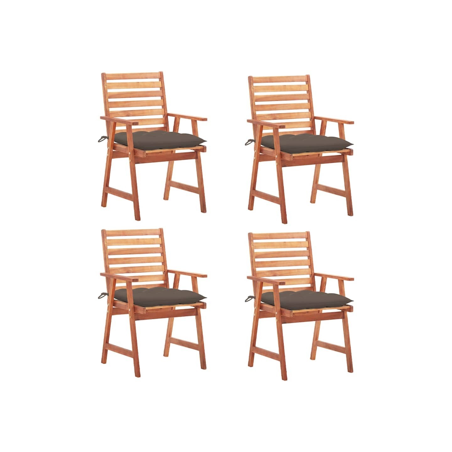 Chaises à manger d'extérieur lot de 4 et coussins Acacia massif
