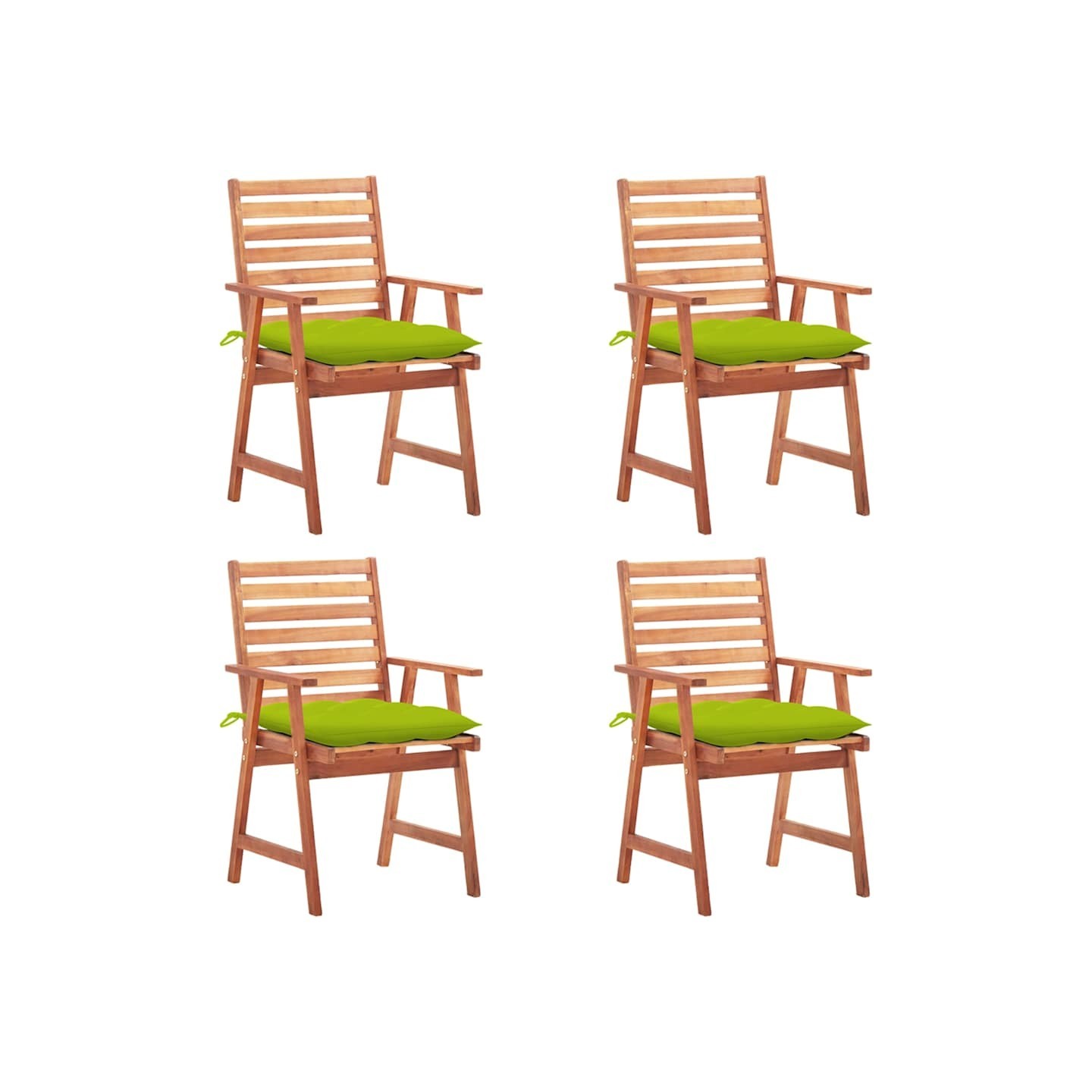 Chaises à manger d'extérieur lot de 4 et coussins Acacia massif