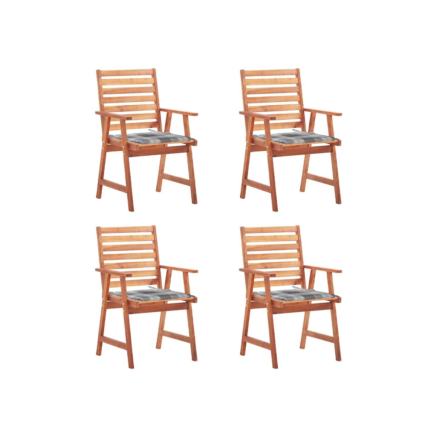 Chaises à manger d'extérieur lot de 4 et coussins Acacia massif