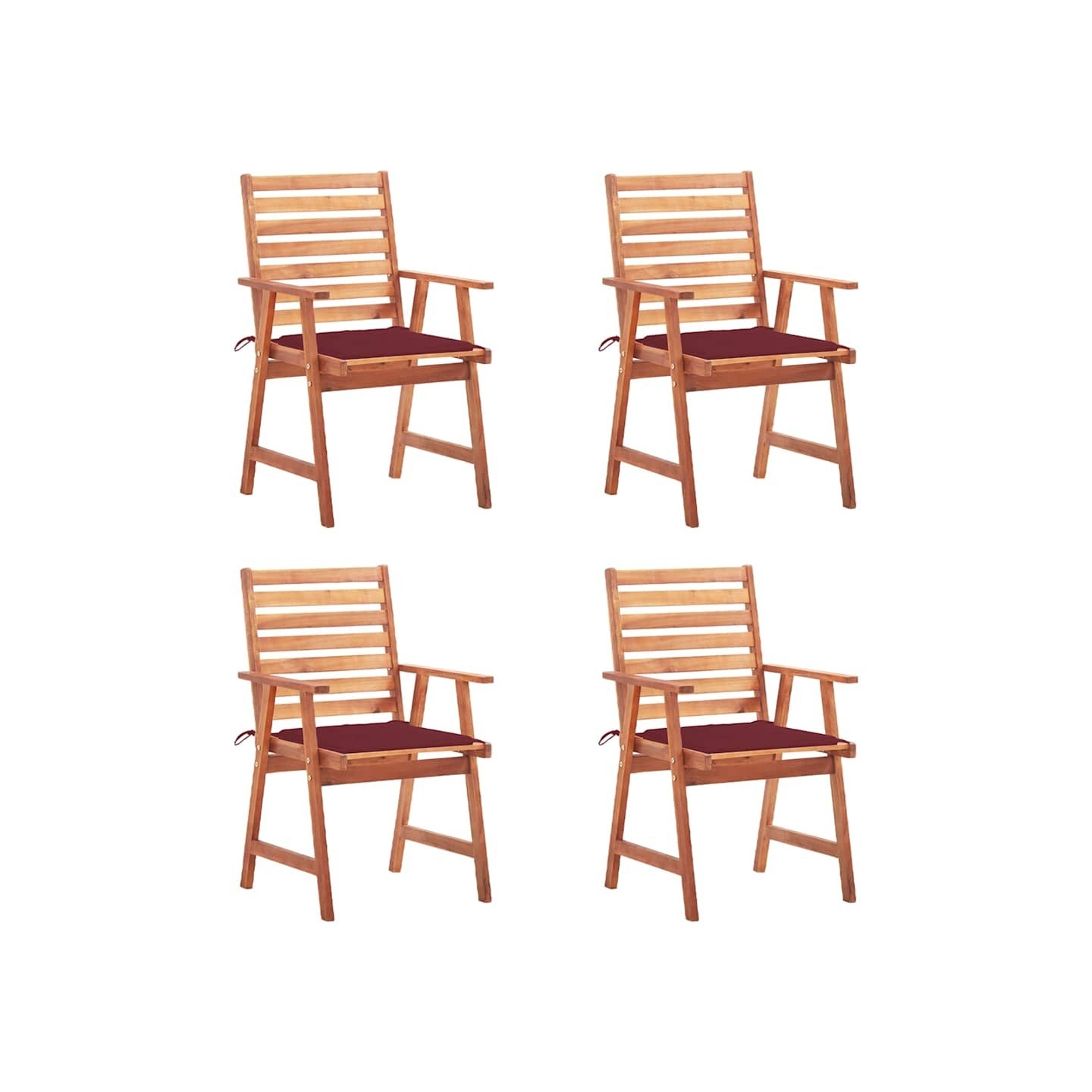 Chaises à manger d'extérieur lot de 4 et coussins Acacia massif