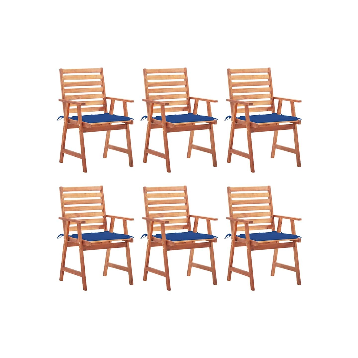 Chaises à manger d'extérieur lot de 6 et coussins Acacia massif