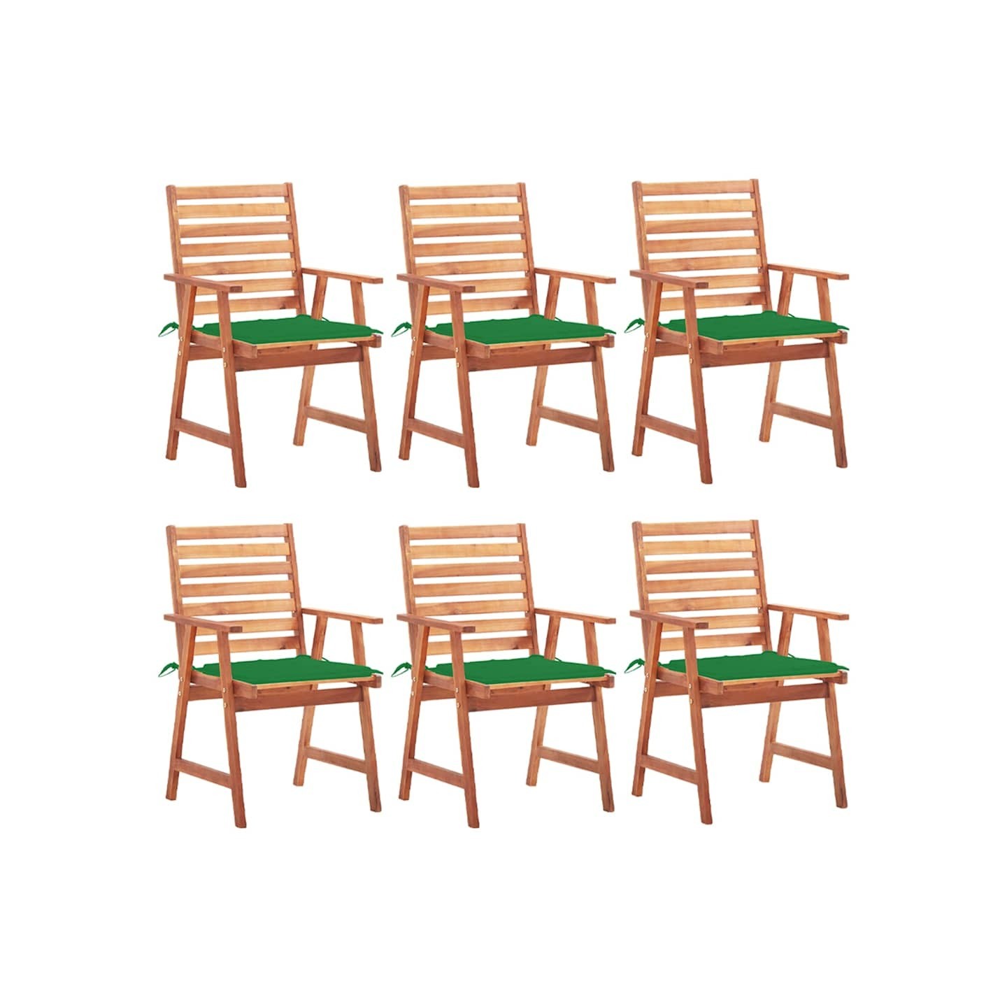 Chaises à manger d'extérieur lot de 6 et coussins Acacia massif