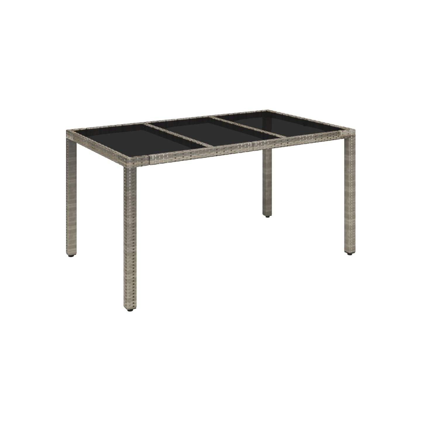 Table de jardin dessus en verre Gris 150x90x75cm Résine tressée