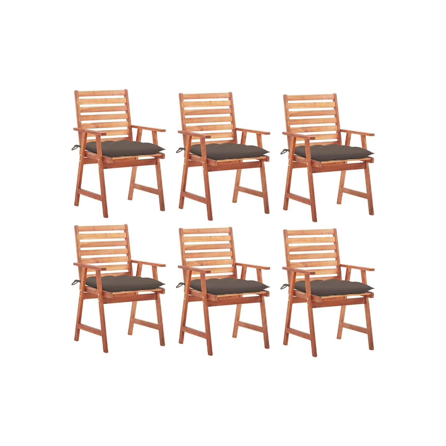 Chaises à manger d'extérieur lot de 6 et coussins Acacia massif