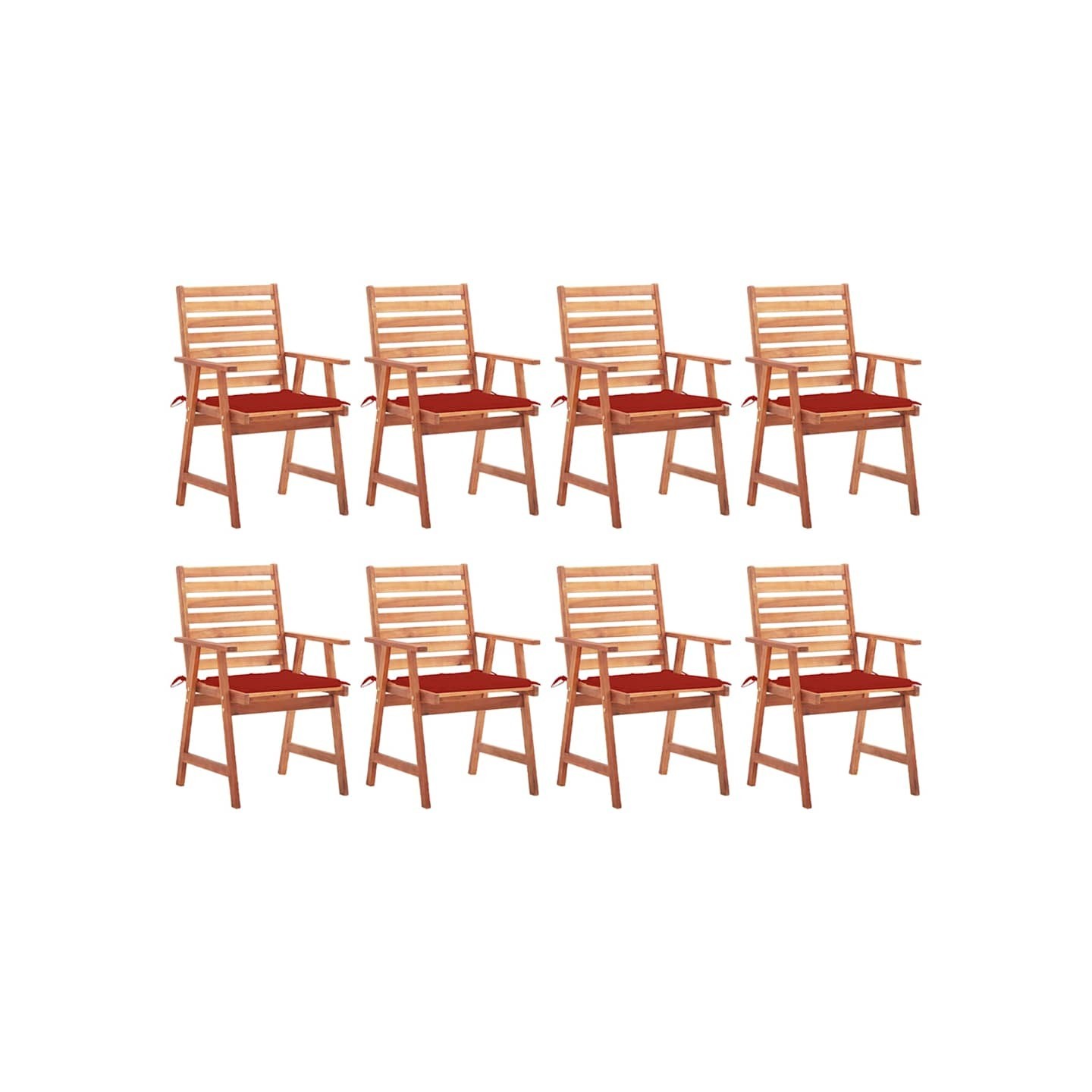 Chaises à manger d'extérieur lot de 8 et coussins Acacia massif