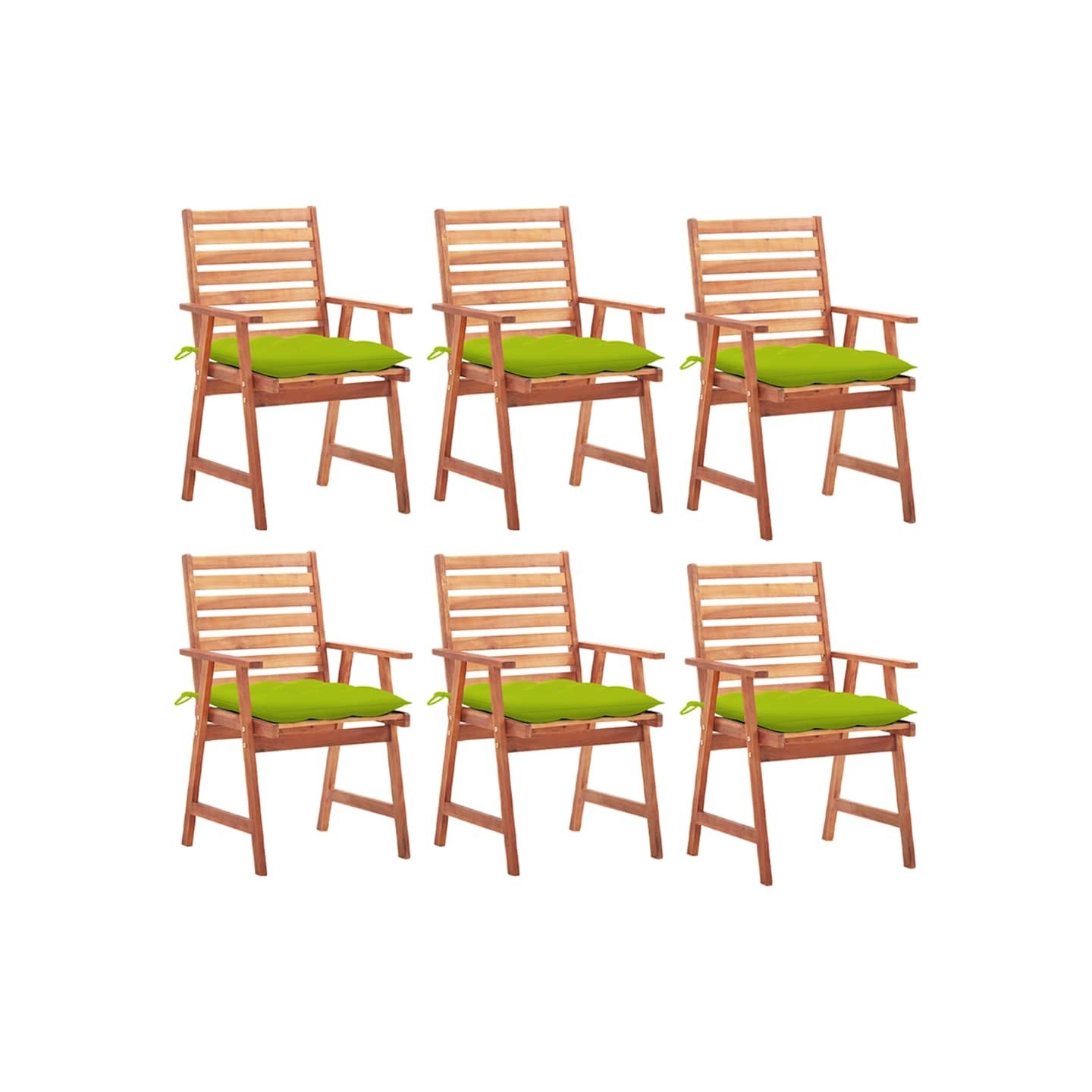 Chaises à manger d'extérieur lot de 6 et coussins Acacia massif