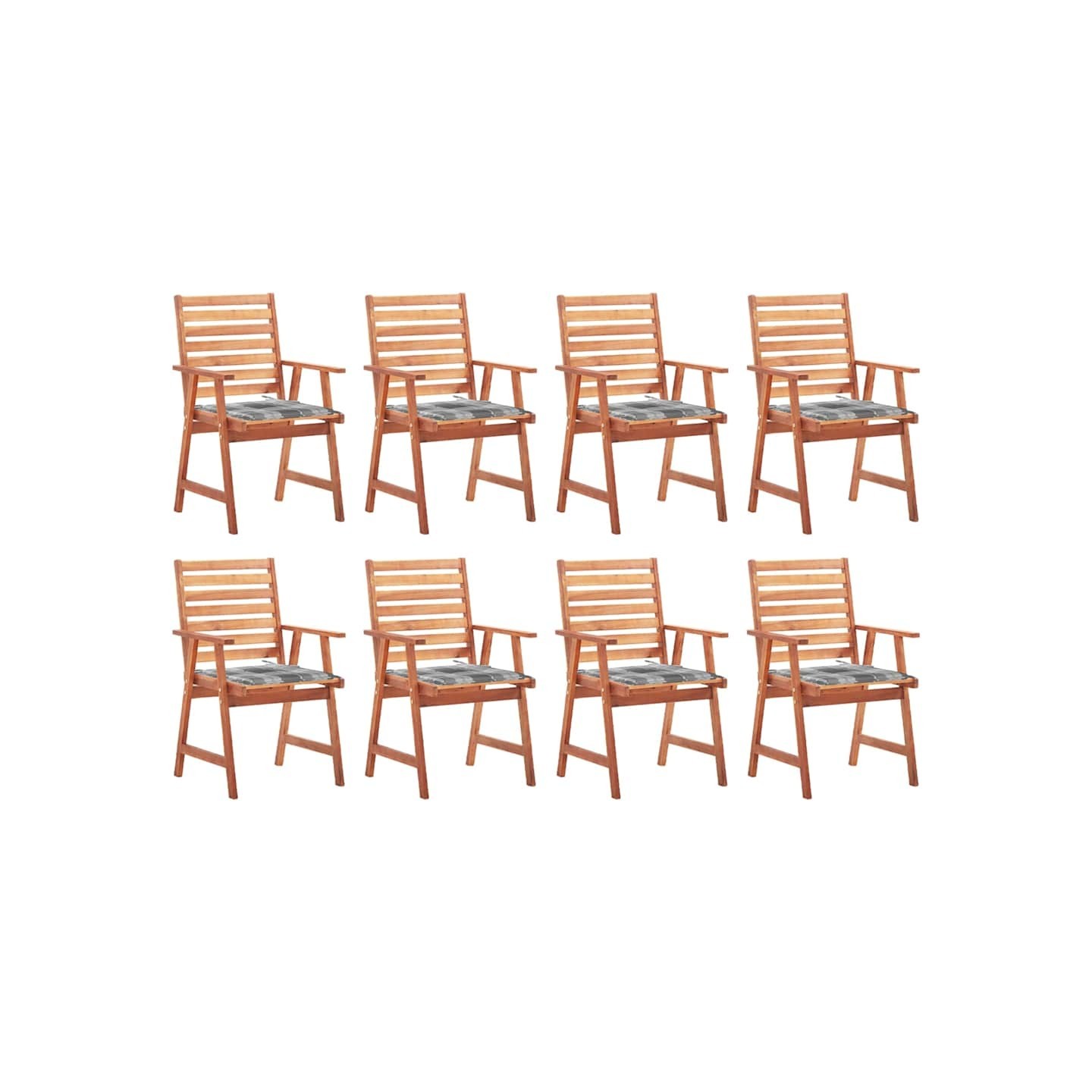 Chaises à manger d'extérieur lot de 8 et coussins Acacia massif