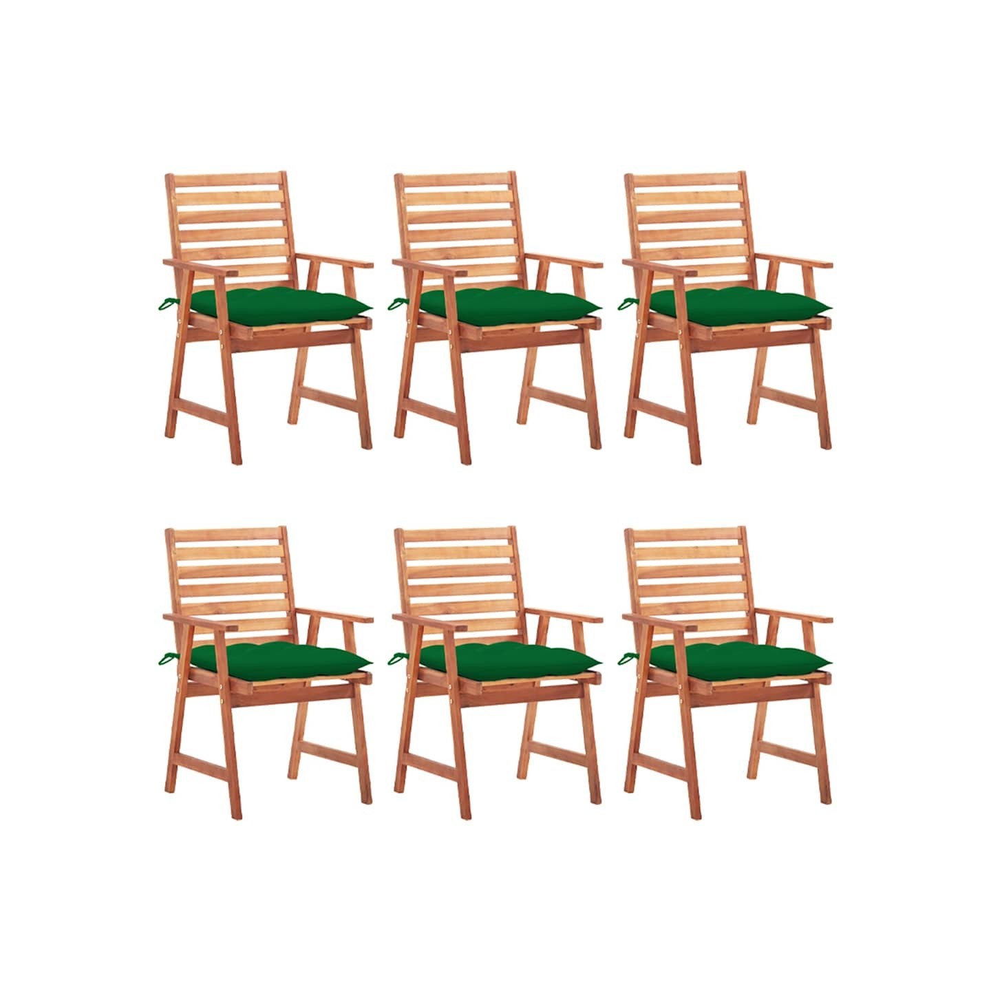 Chaises à manger d'extérieur lot de 6 et coussins Acacia massif
