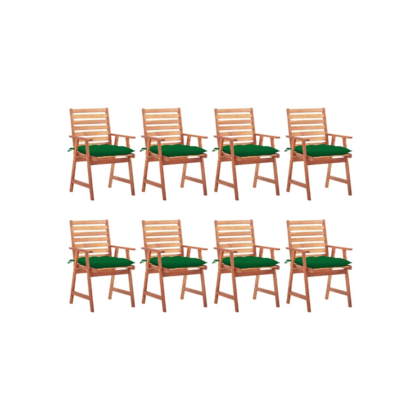 Chaises à manger d'extérieur lot de 8 et coussins Acacia massif