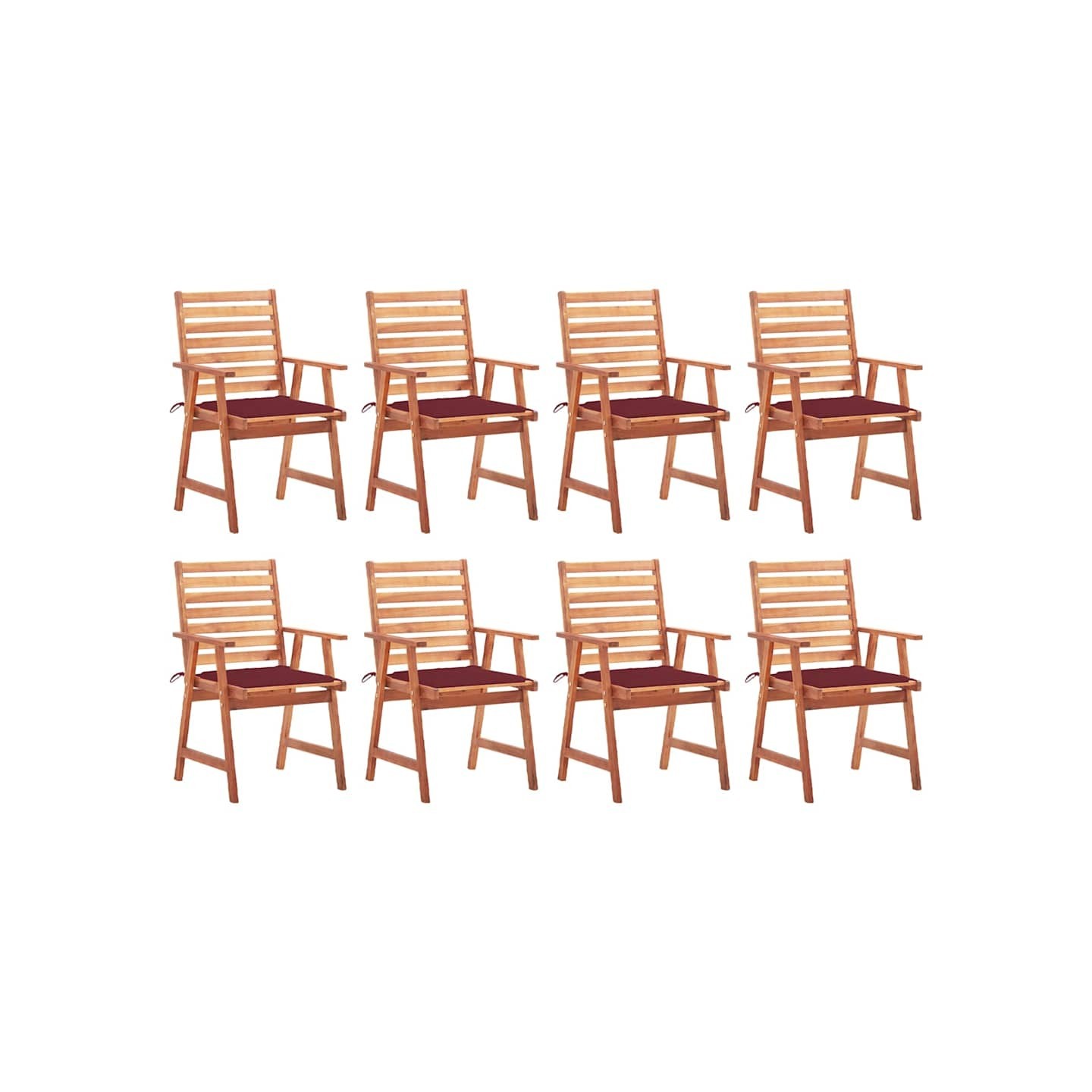 Chaises à manger d'extérieur lot de 8 et coussins Acacia massif
