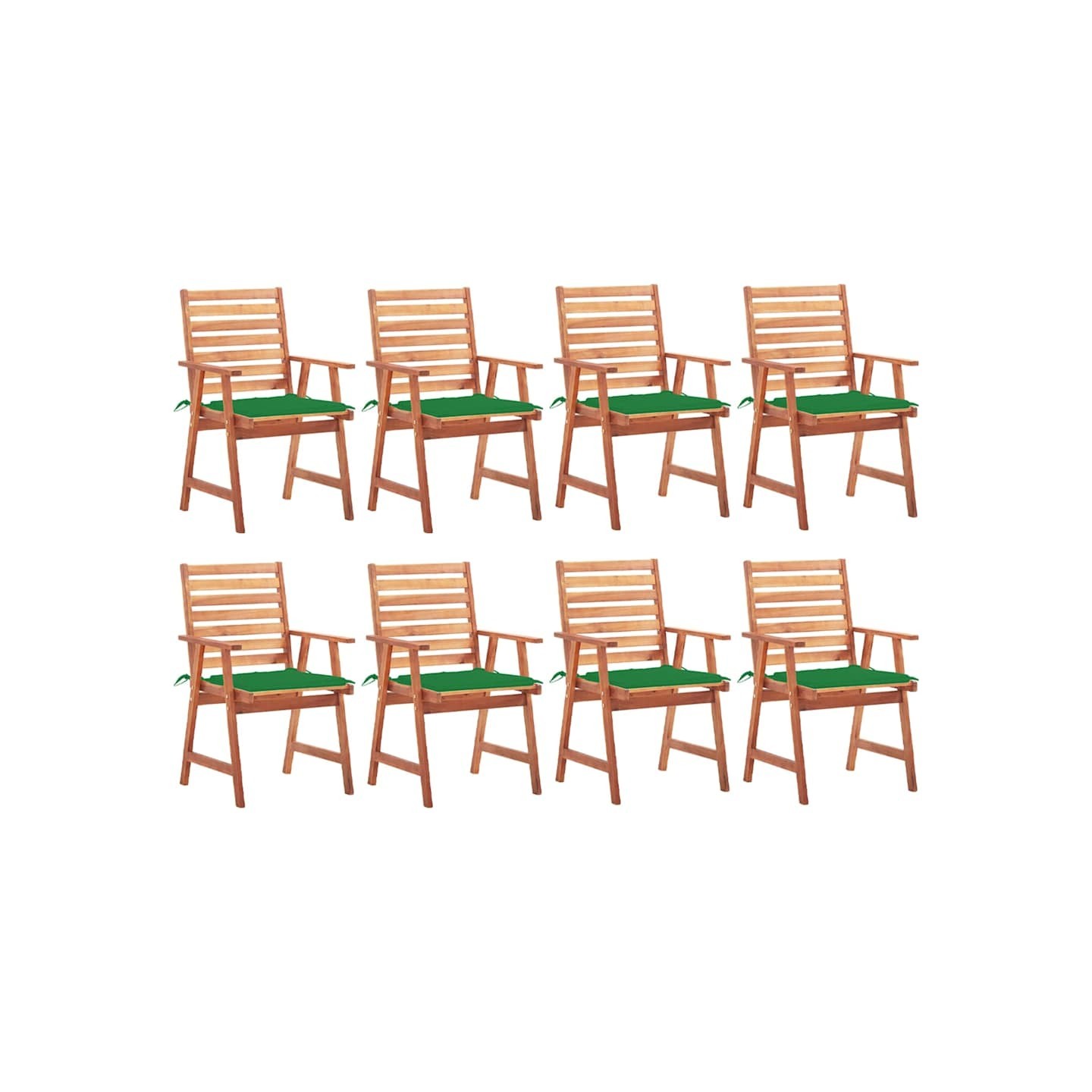 Chaises à manger d'extérieur lot de 8 et coussins Acacia massif