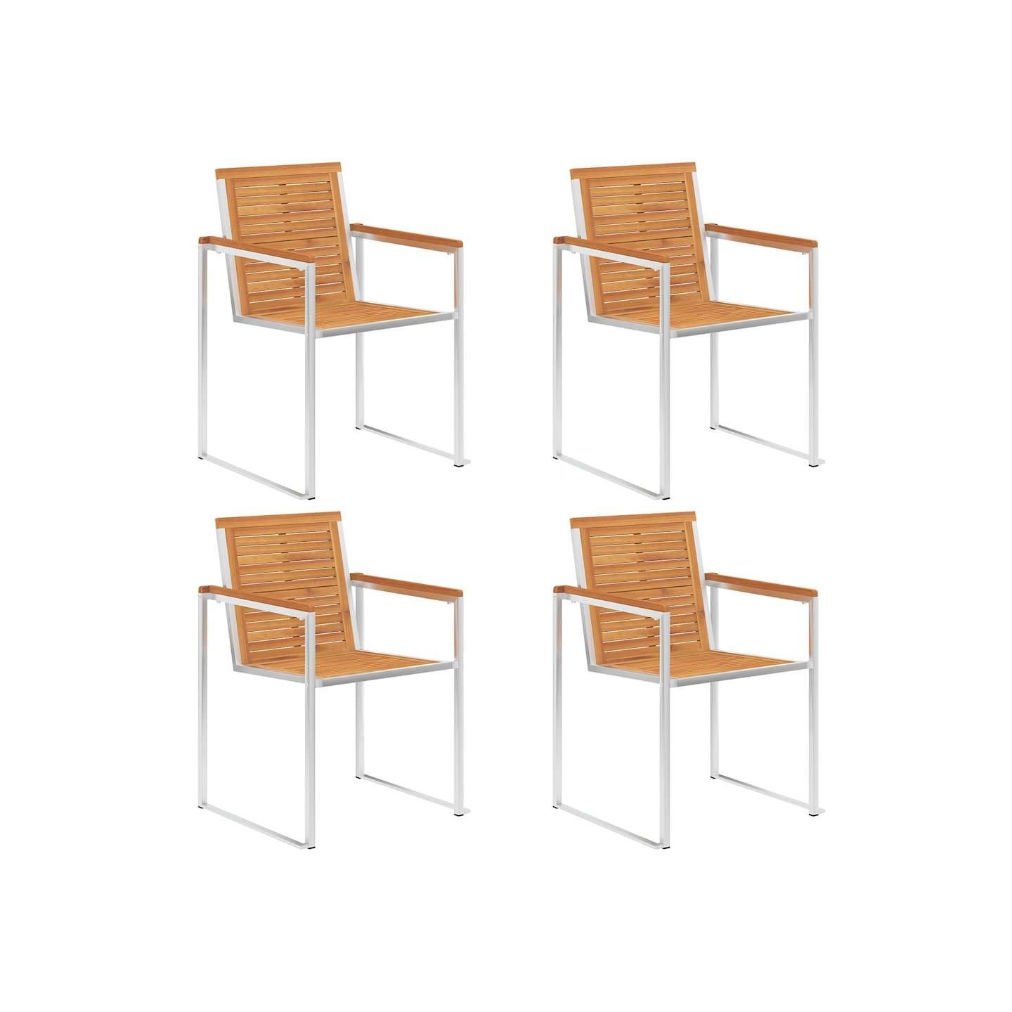 Chaises de jardin lot de 4 Bois d'acacia solide et inox