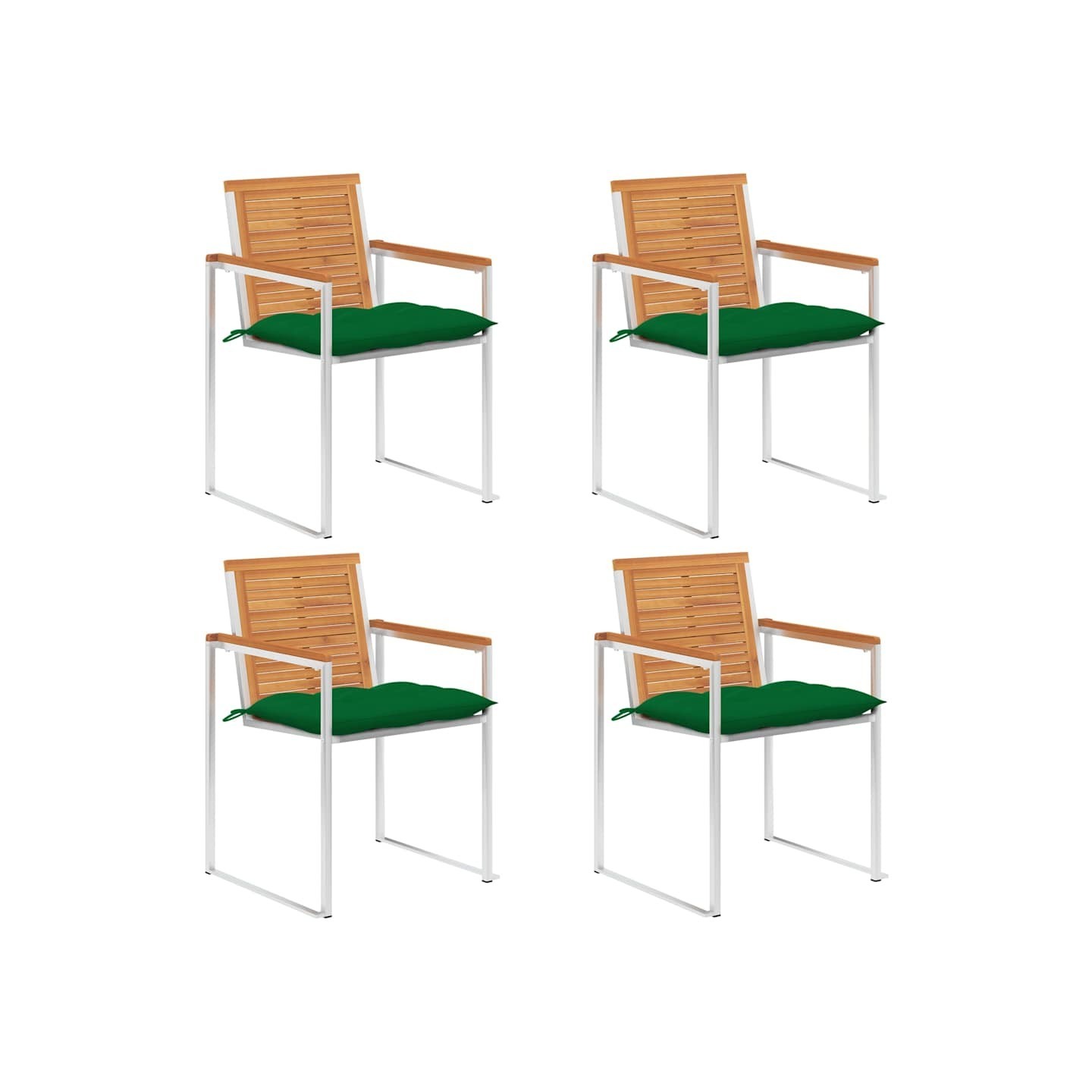 Chaises de jardin lot de 4 avec coussins Bois d'acacia massif