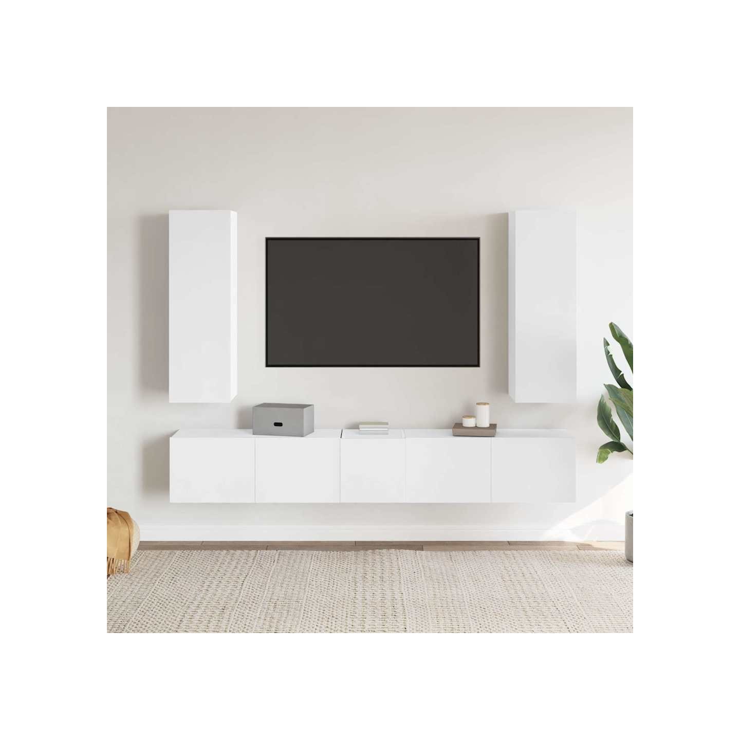 Ensemble de meubles TV 5 pcs Blanc Bois d'ingénierie