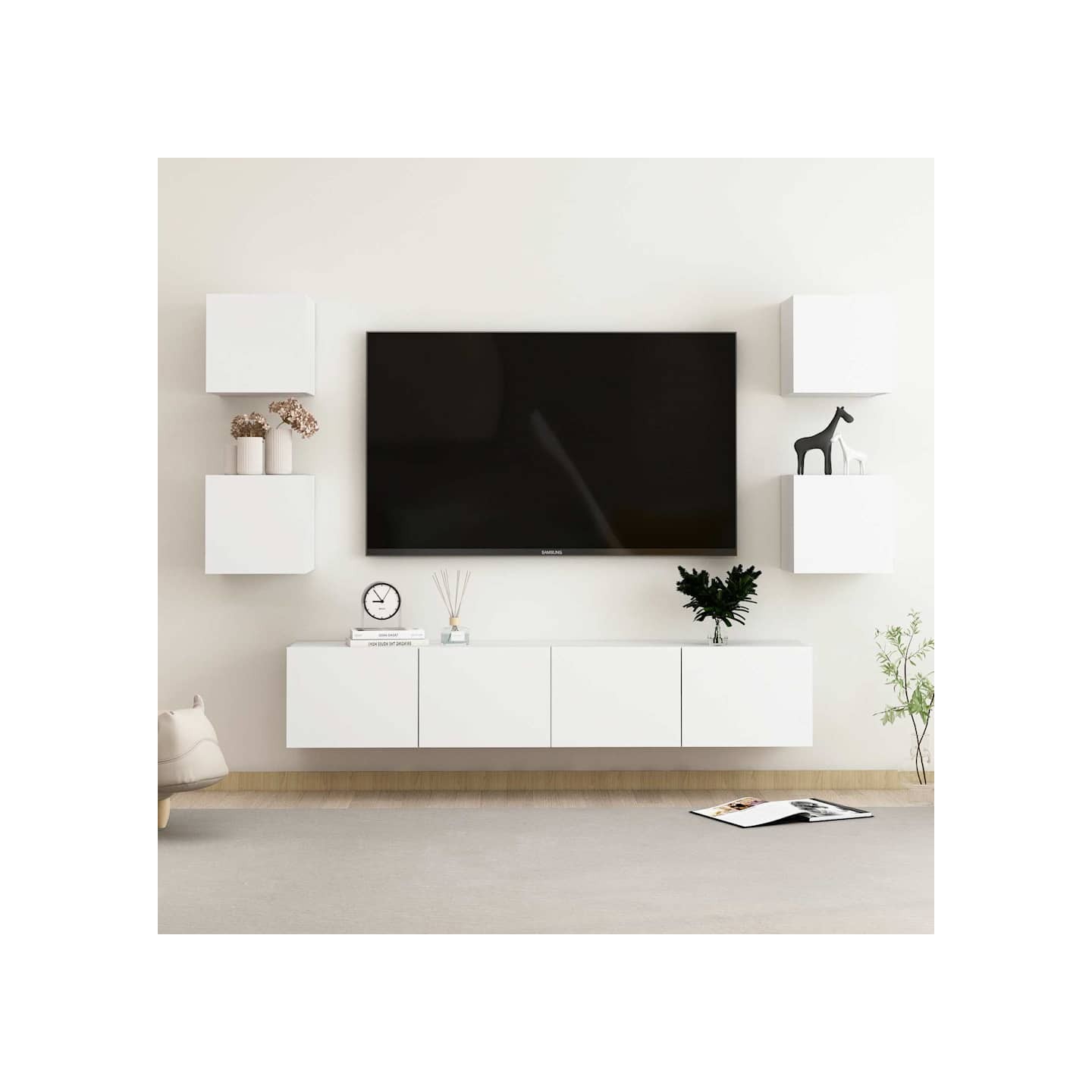 Ensemble de meubles TV 6 pcs Blanc Bois d'ingénierie