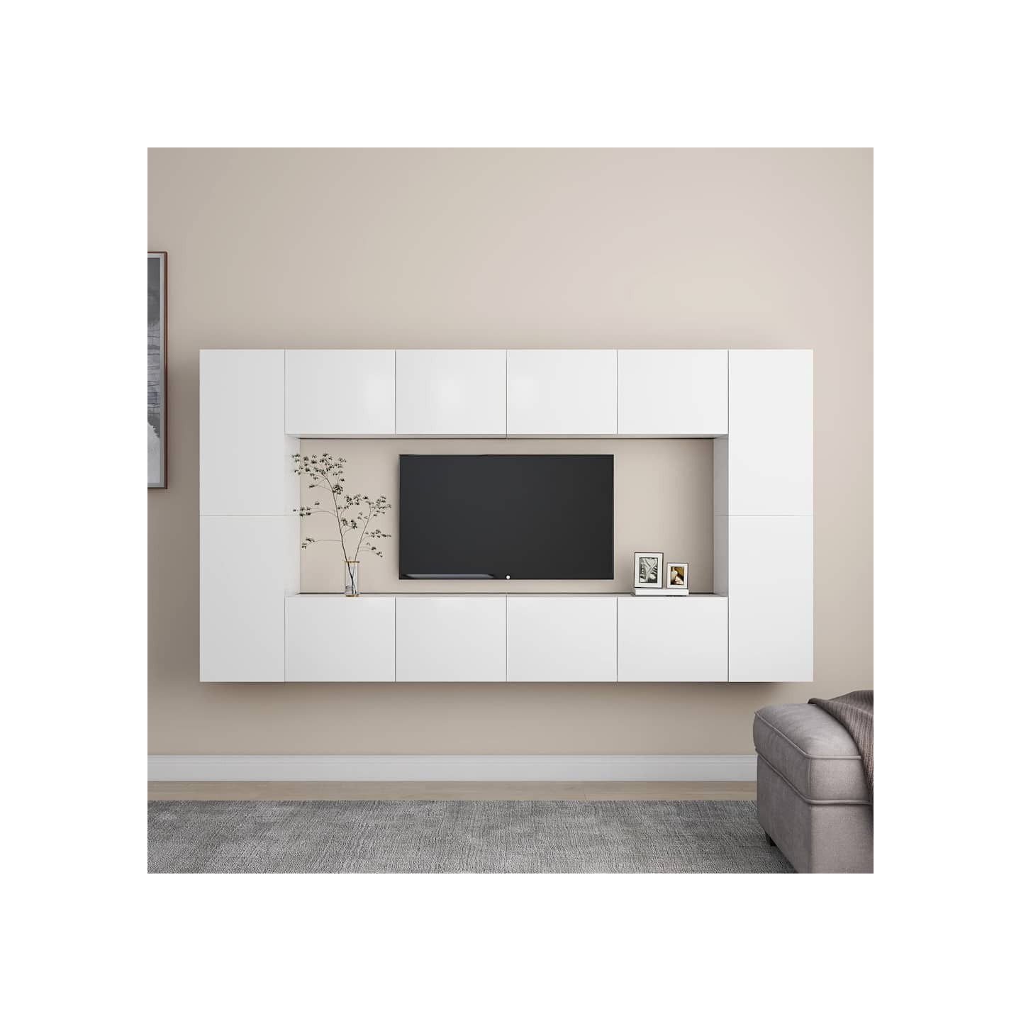 Ensemble de meubles TV 8 pcs Blanc Bois d'ingénierie