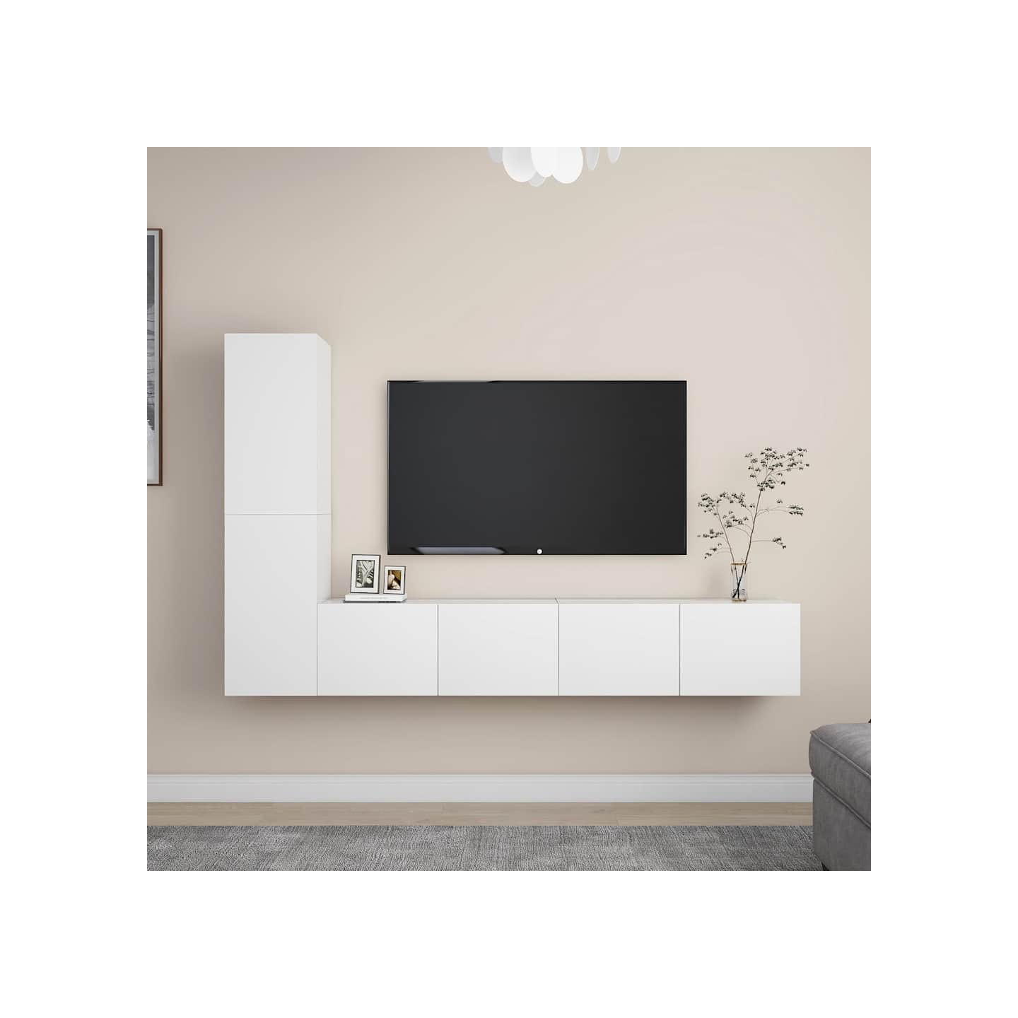 Ensemble de meubles TV 4 pcs Blanc Bois d'ingénierie
