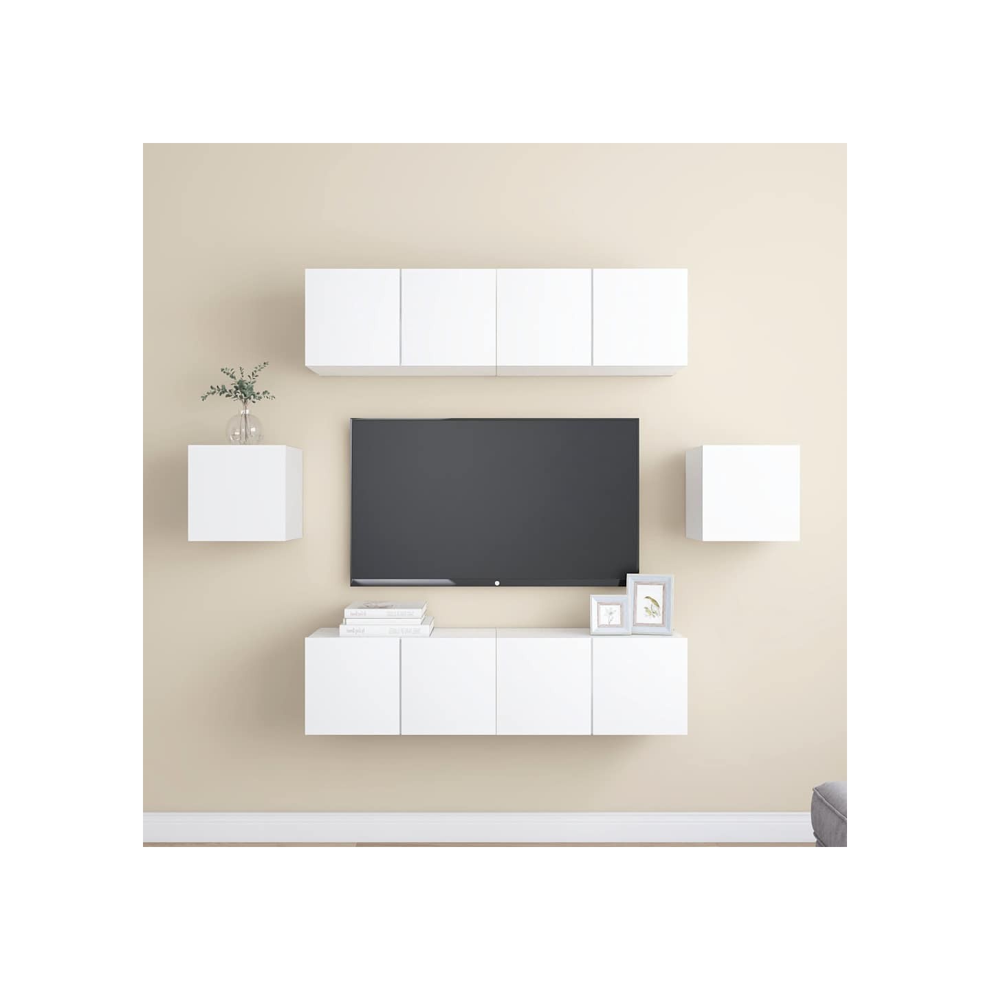 Ensemble de meubles TV 6 pcs Blanc Bois d'ingénierie