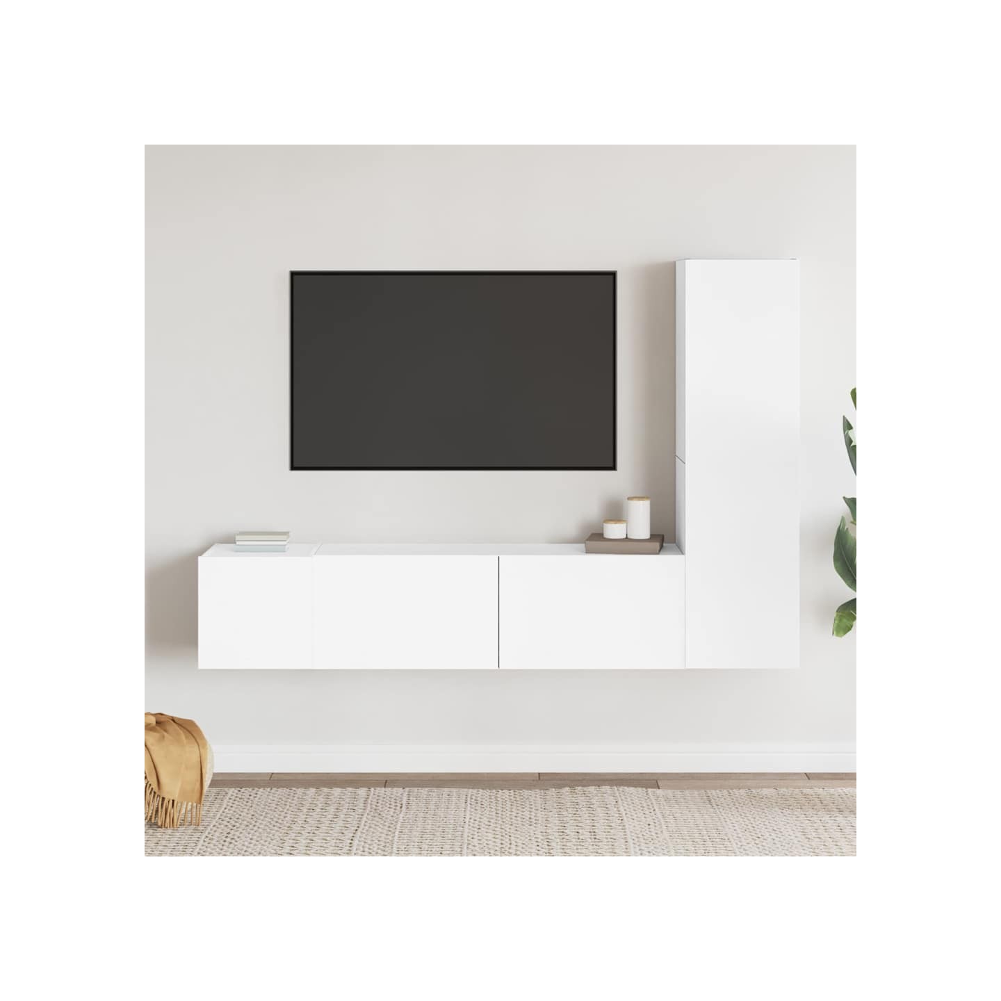 Ensemble de meubles TV 3 pcs Blanc Bois d'ingénierie