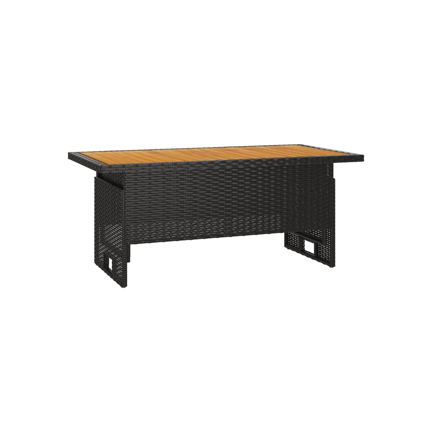 Table de jardin noir 100x50x43/63 cm acacia et résine tressée