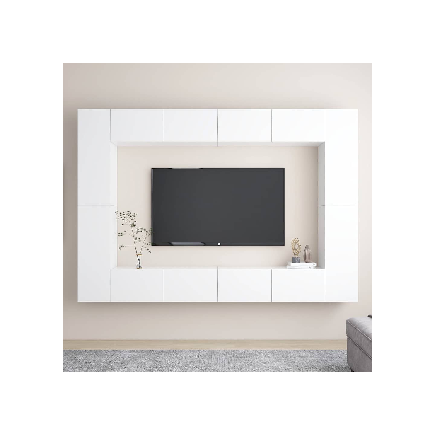 Ensemble de meubles TV 8 pcs Blanc Bois d'ingénierie