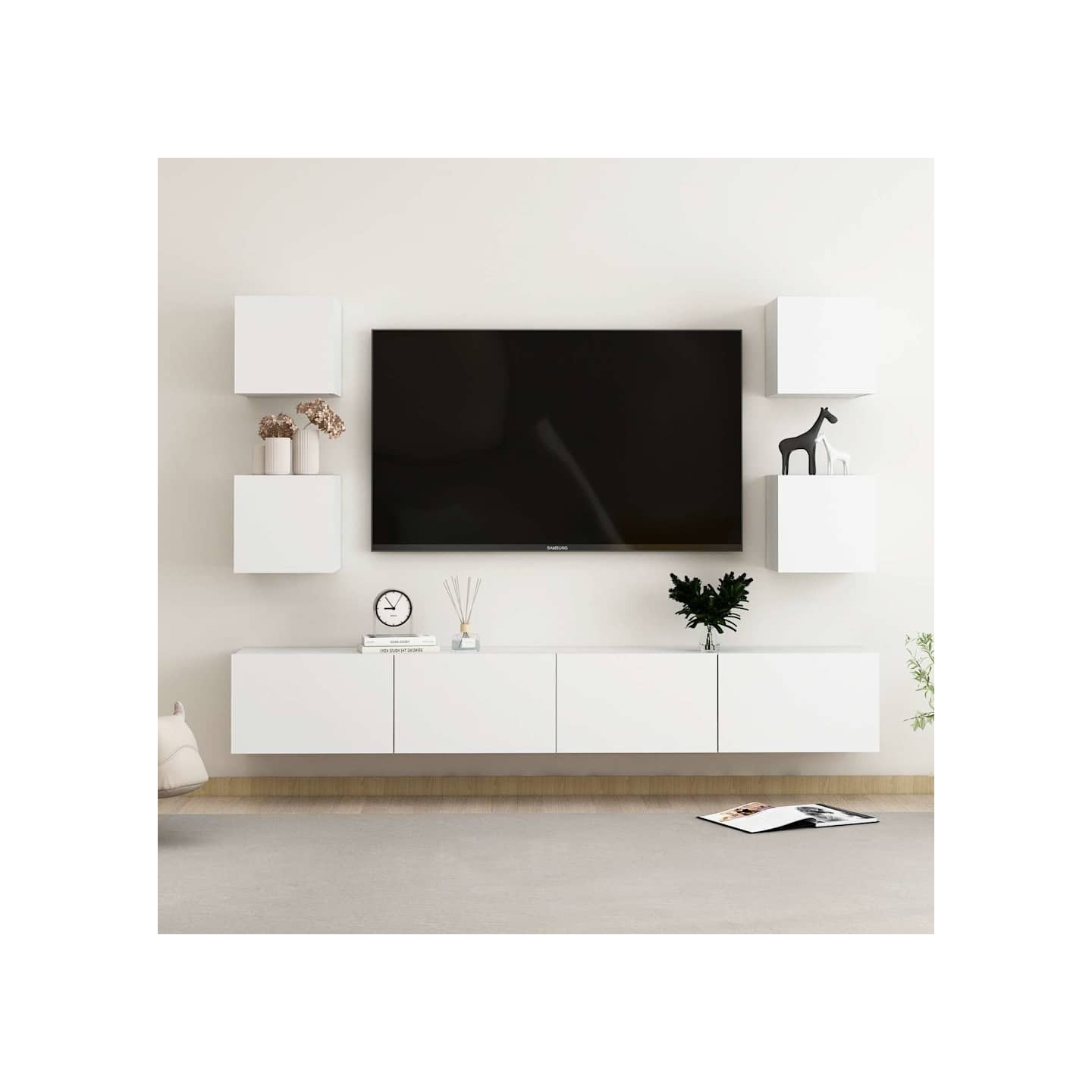 Ensemble de meubles TV 6 pcs Blanc Bois d'ingénierie