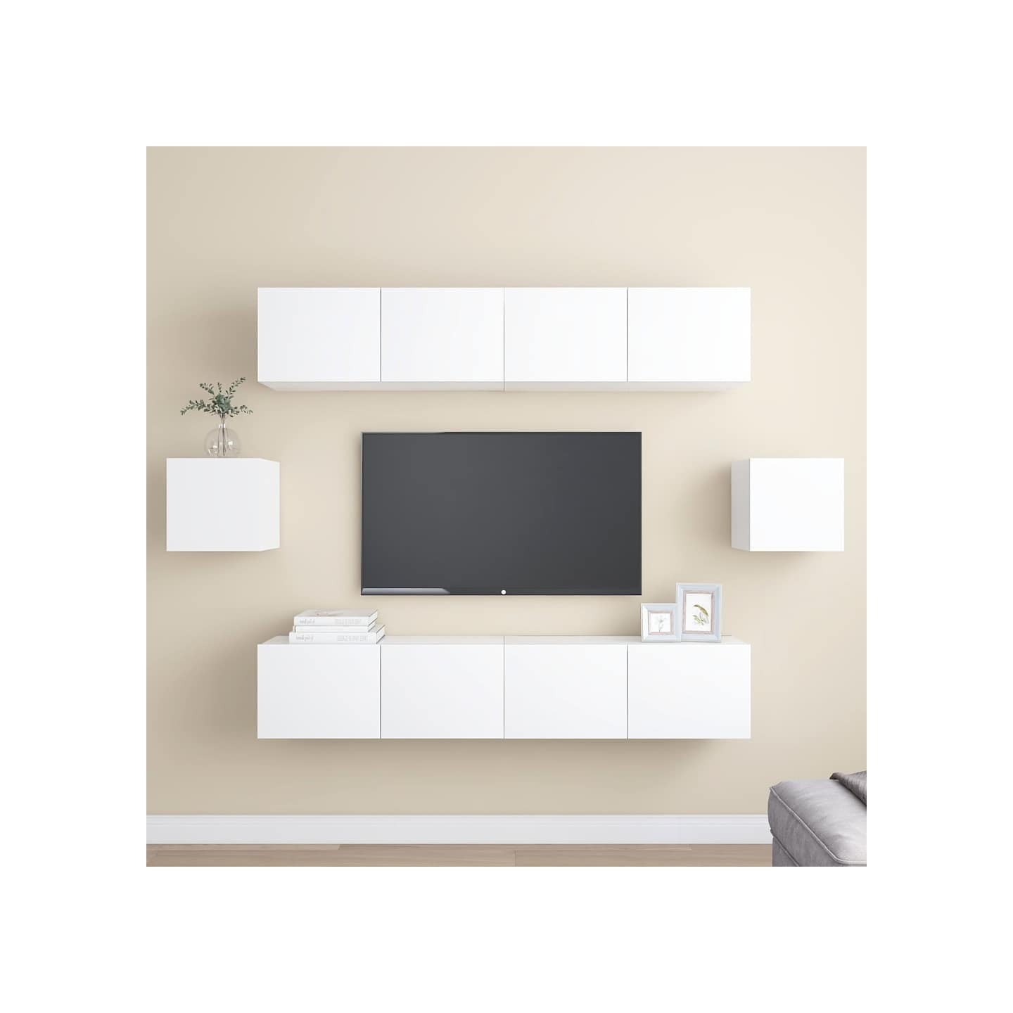 Ensemble de meubles TV 6 pcs Blanc Bois d'ingénierie