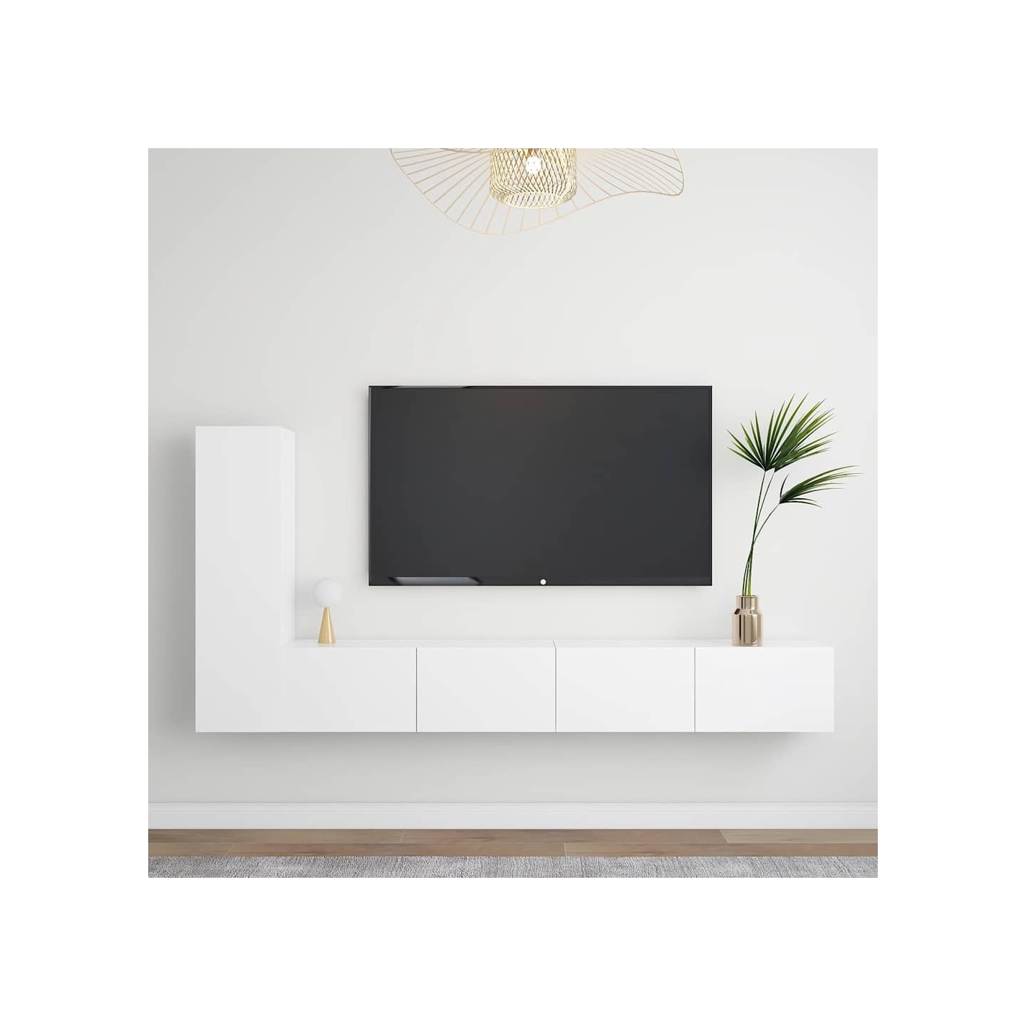 Ensemble de meubles TV 3 pcs Blanc Bois d'ingénierie